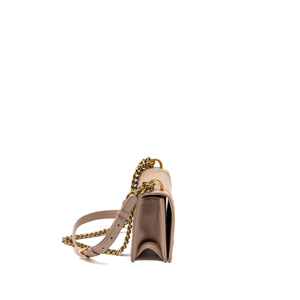 DIOR SMALL STUDDED DIORAMA DARK PINK GHW