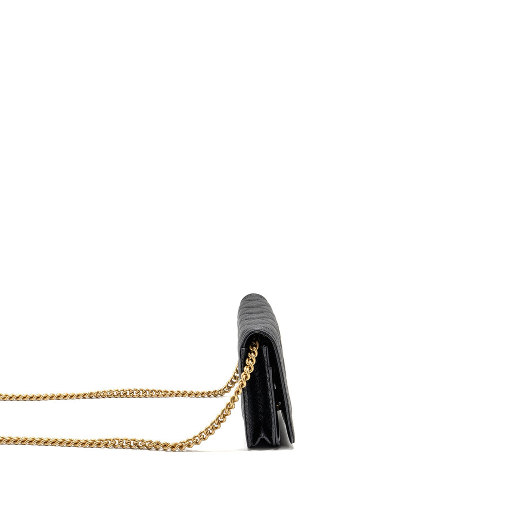 CHANEL BOY WALLET ON CHAIN CAVIAR BLACK GHW (MICROCHIP)