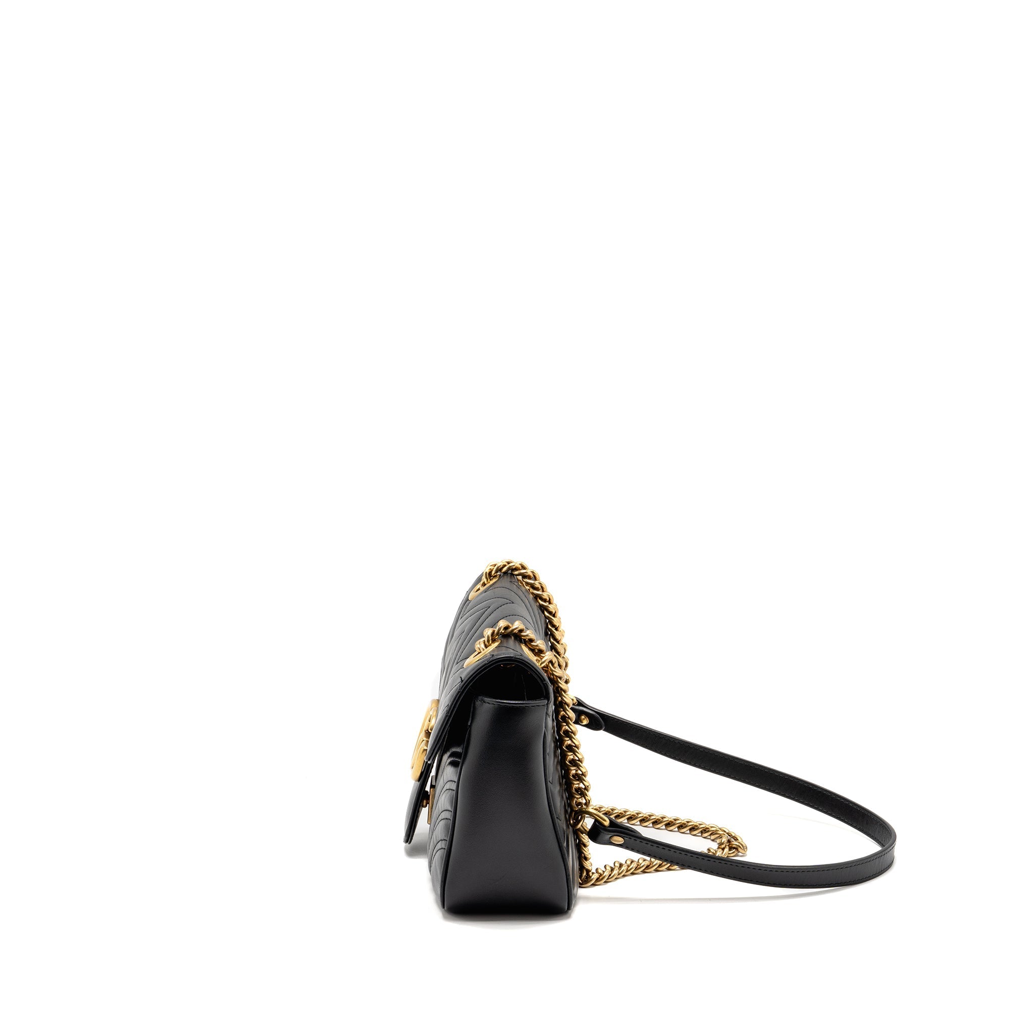 GUCCI MEDIUM GG MARMONT BAG CALFSKIN BLACK GHW