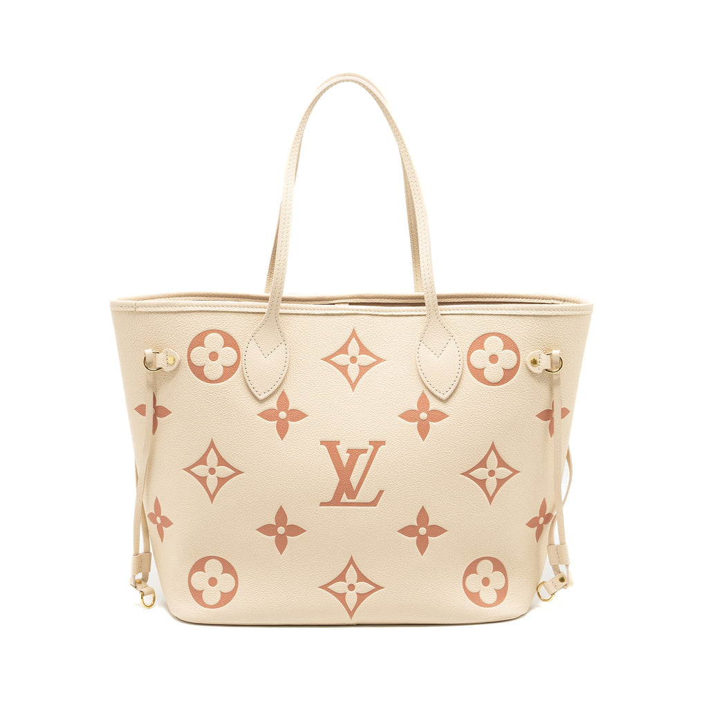 LOUIS VUITTON NEVERFULL MM MONOGRAM EMPREINTE CRÈME/ROSE TRIANON GHW