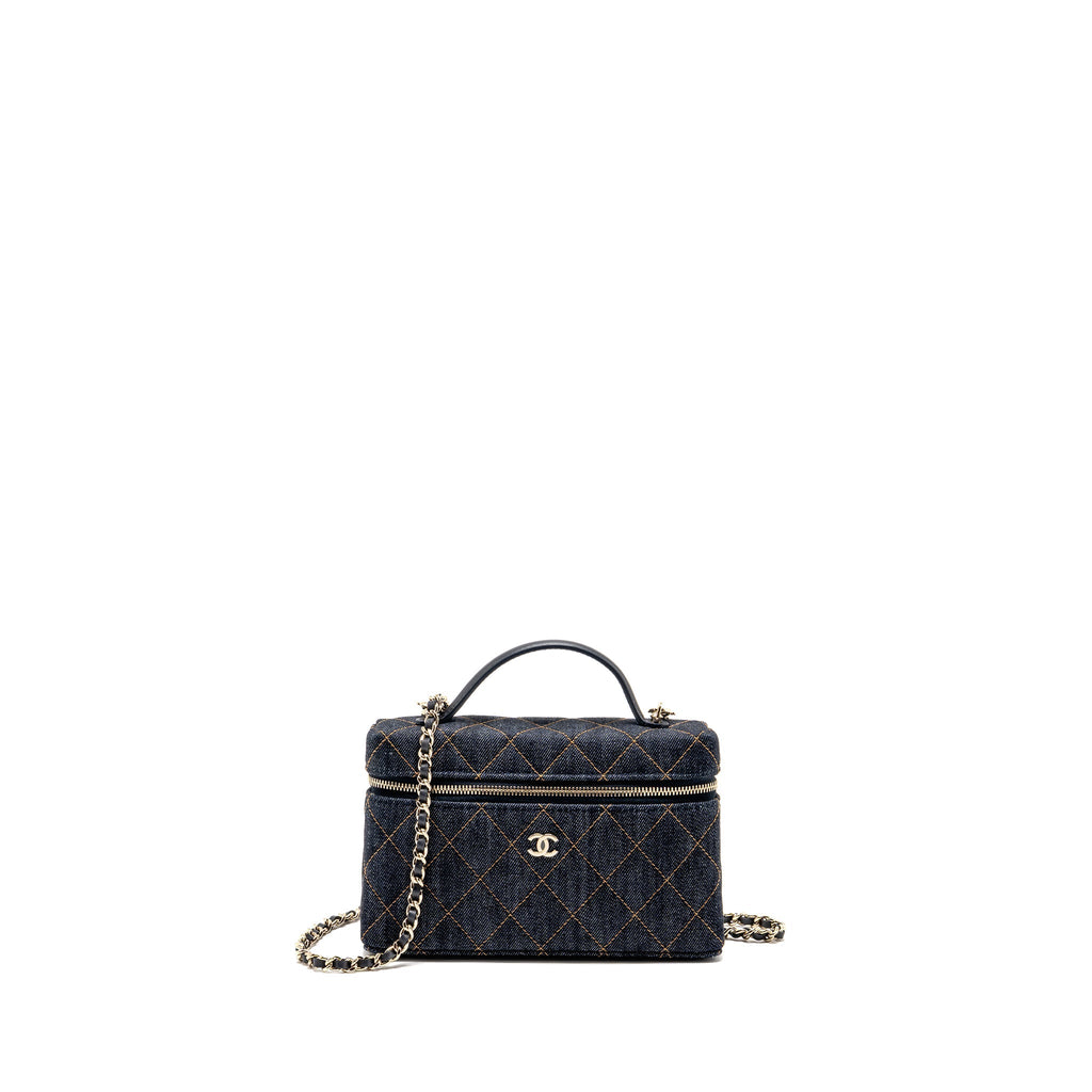 CHANEL 26P TOP HANDLE VANITY DENIM DARK BLUE LGHW (MICROCHIP)