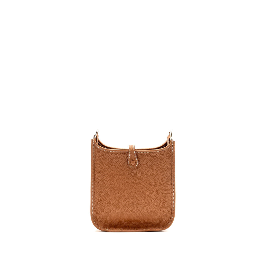 HERMES MINI EVELYNE CLEMENCE GOLD WITH GOLD-BLANC STRAP SHW