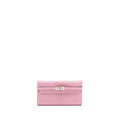 HERMES KELLY LONG WALLET EPSOM MAUVE SYLVESTRE / JAUNE CITRON SHW