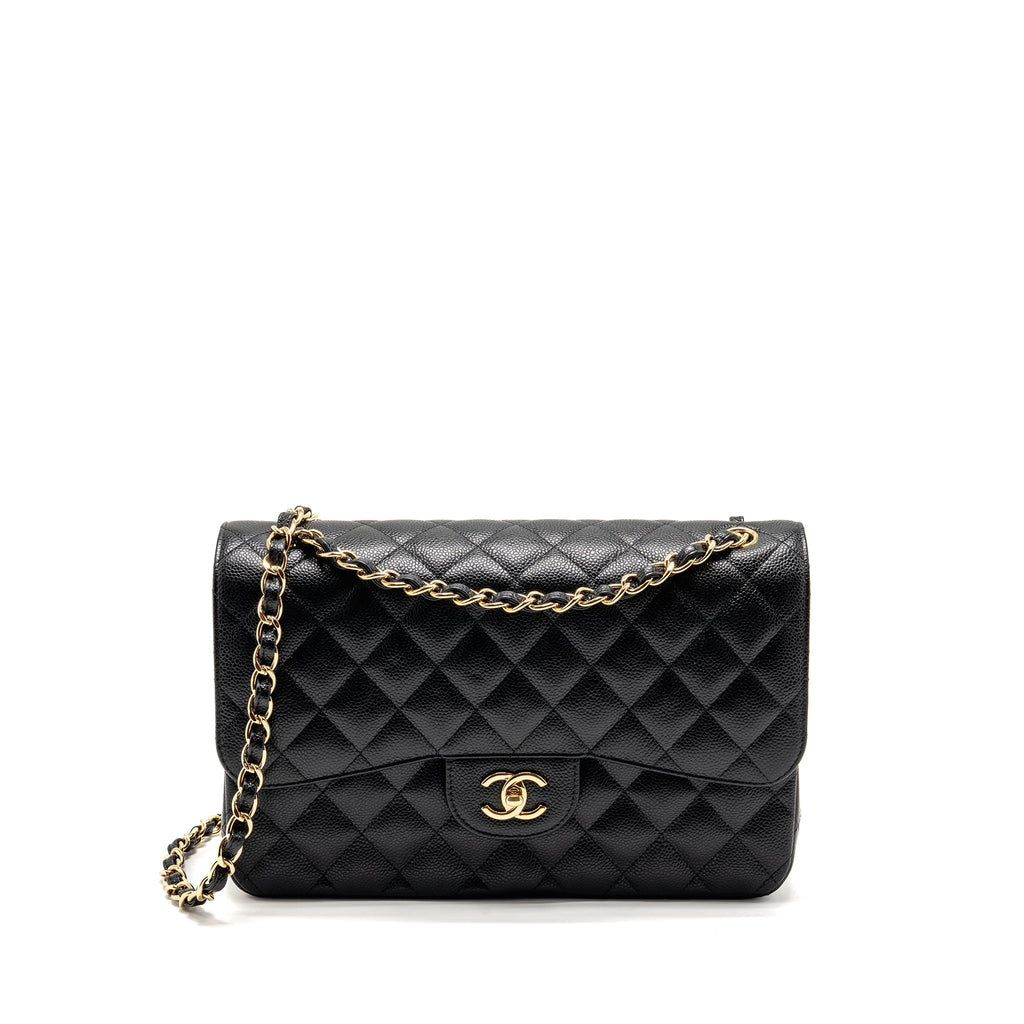 CHANEL JUMBO CLASSIC DOUBLE FLAP BAG CAVIAR BLACK GHW