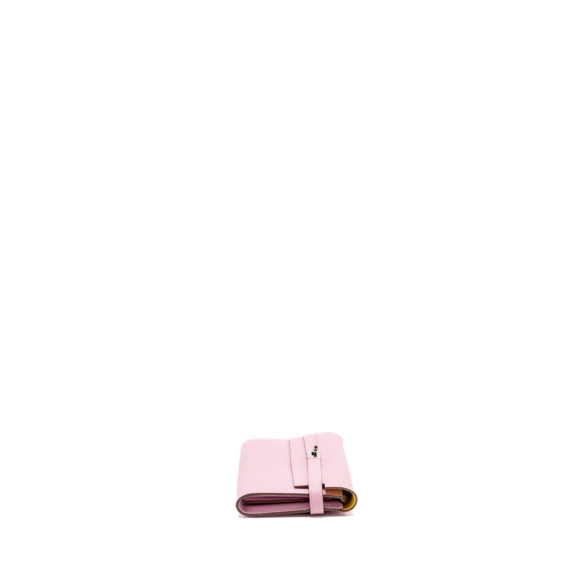 HERMES KELLY LONG WALLET EPSOM MAUVE SYLVESTRE / JAUNE CITRON SHW