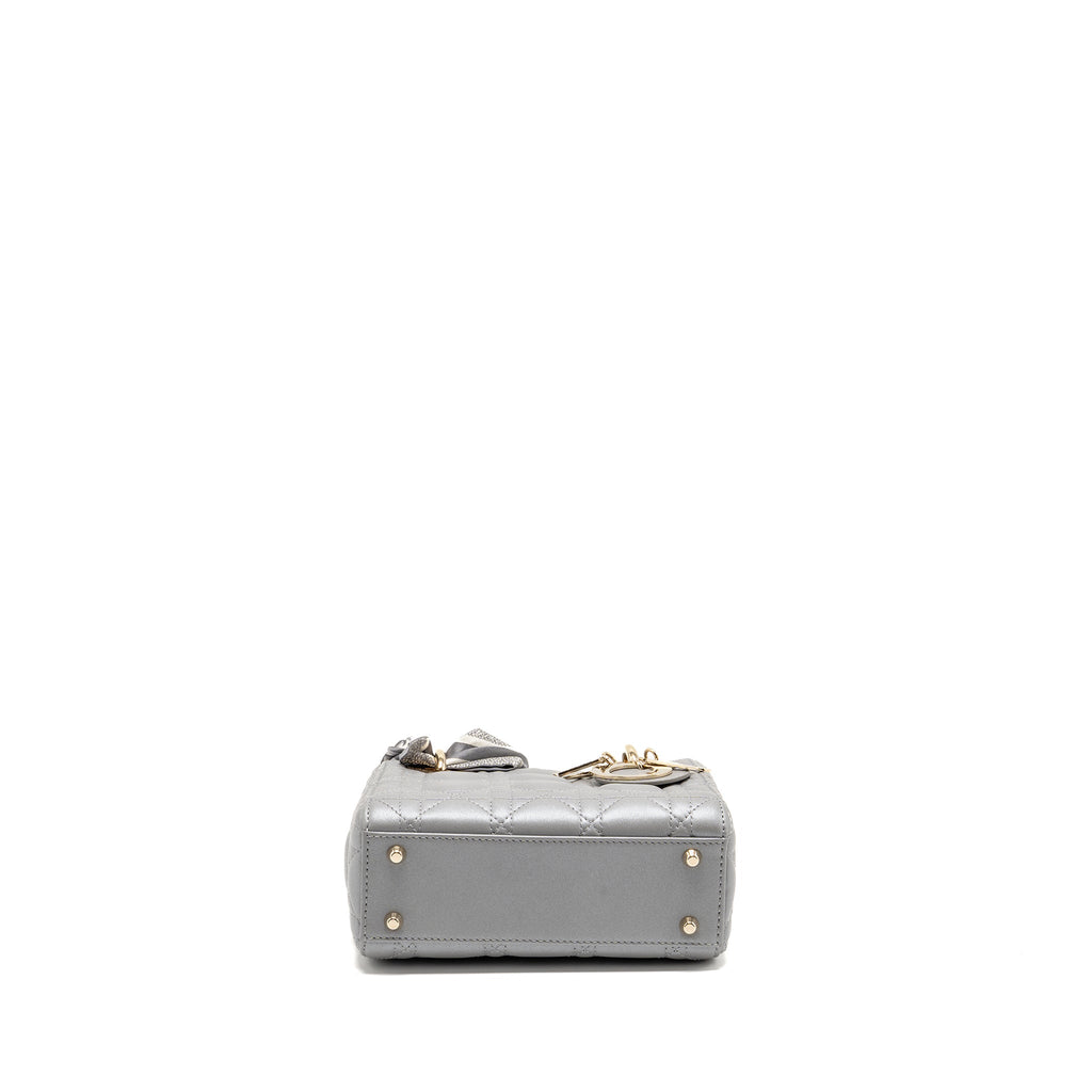 DIOR MINI LADY DIOR LAMBSKIN LIGHT GREY LGHW