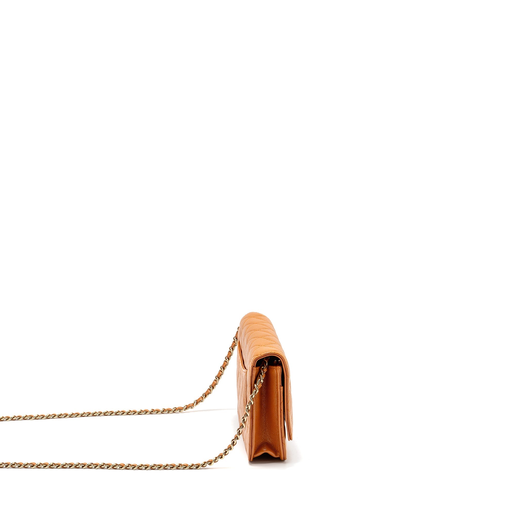 CHANEL CLASSIC WALLET ON CHAIN CAVIAR CARAMEL GHW (MICROCHIP)
