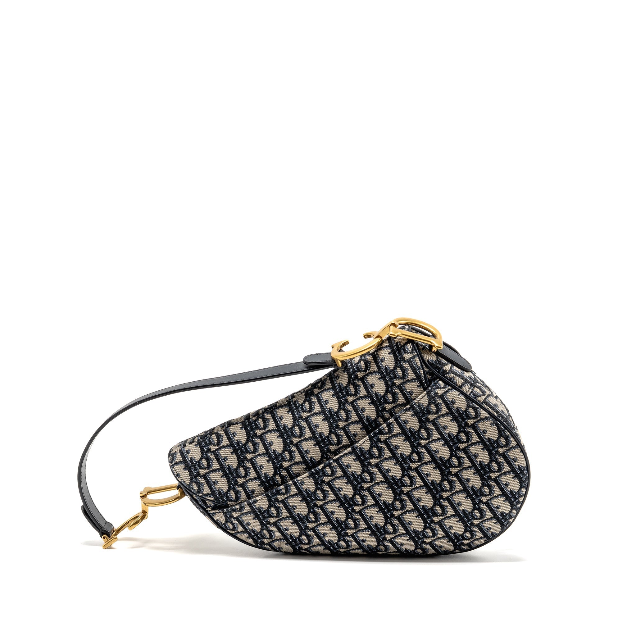 DIOR MEDIUM SADDLE BAG OBLIQUE CANVAS BLUE GHW