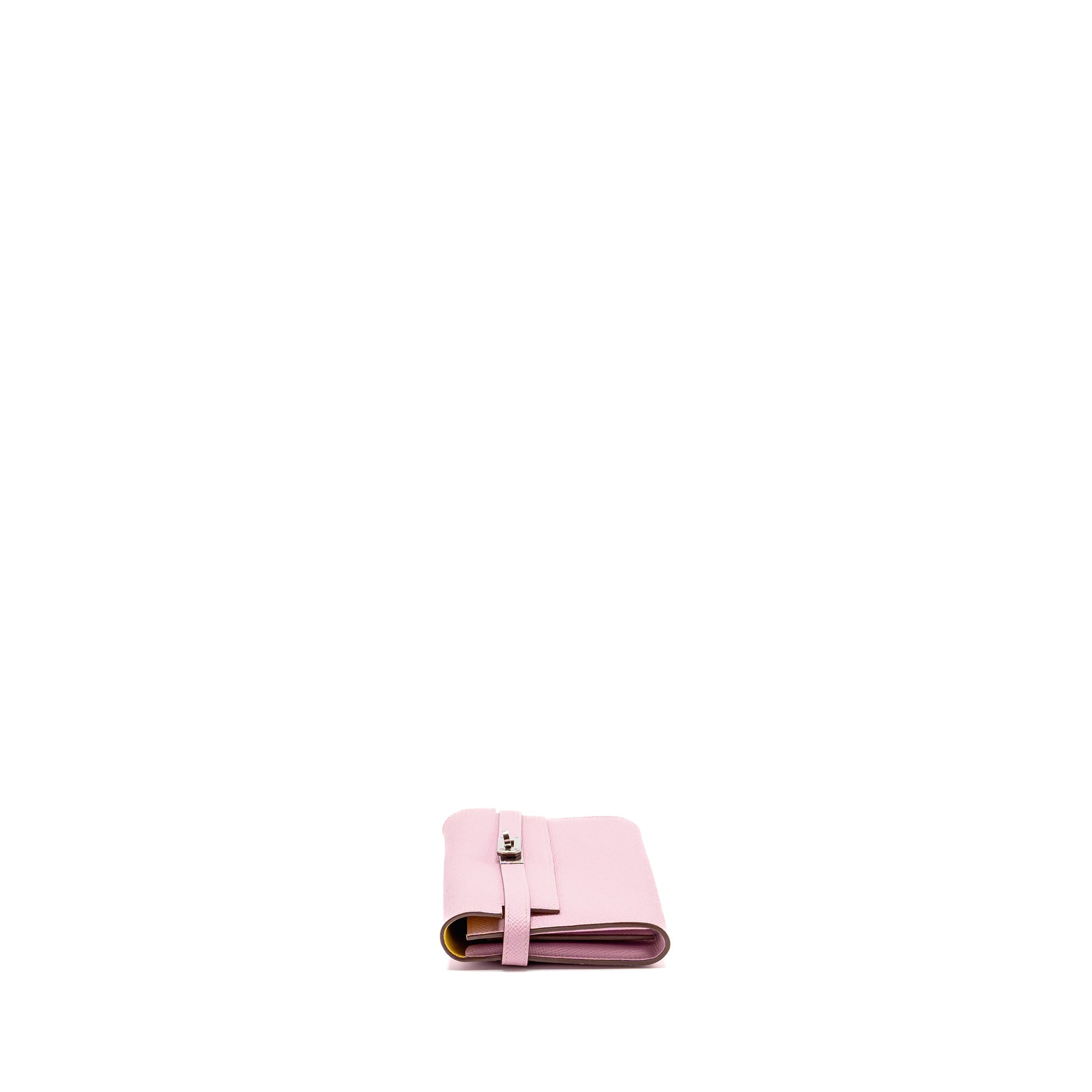 HERMES KELLY LONG WALLET EPSOM MAUVE SYLVESTRE / JAUNE CITRON SHW