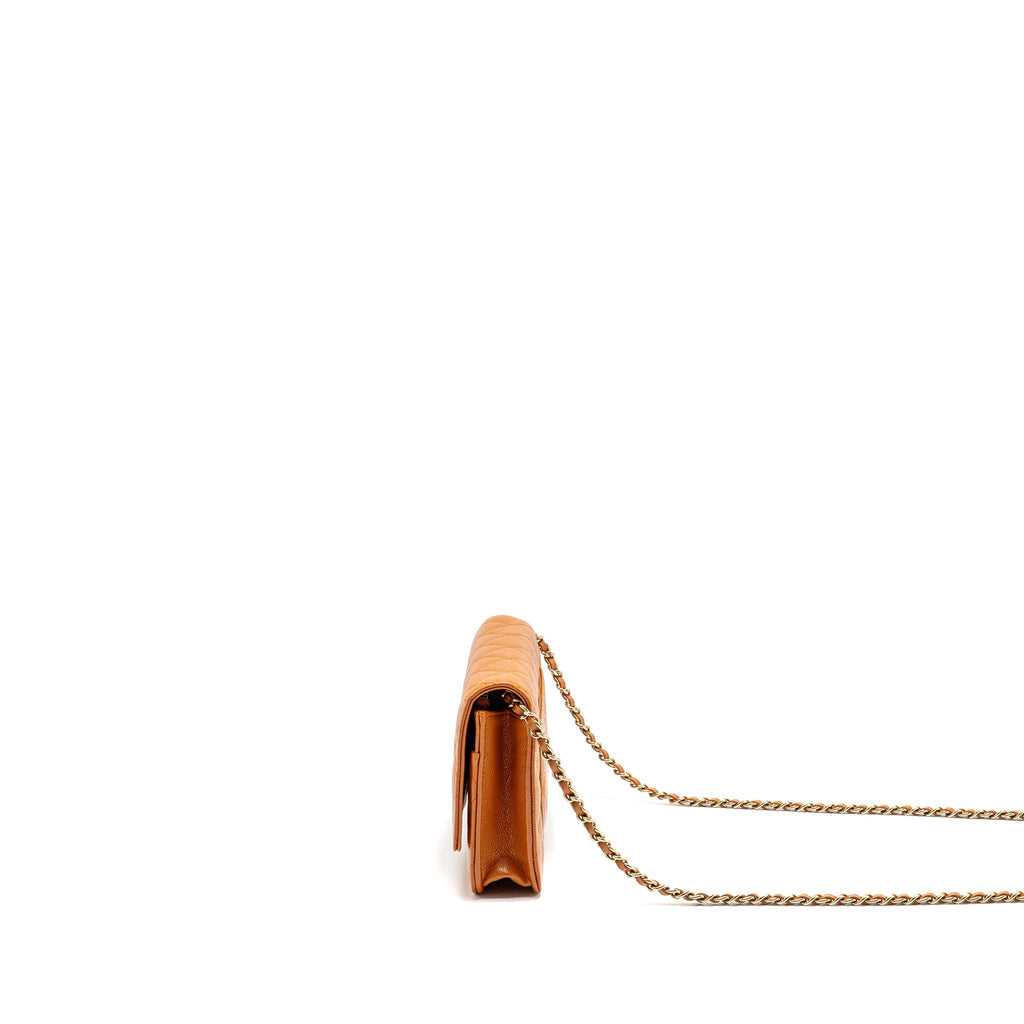 CHANEL CLASSIC WALLET ON CHAIN CAVIAR CARAMEL GHW (MICROCHIP)