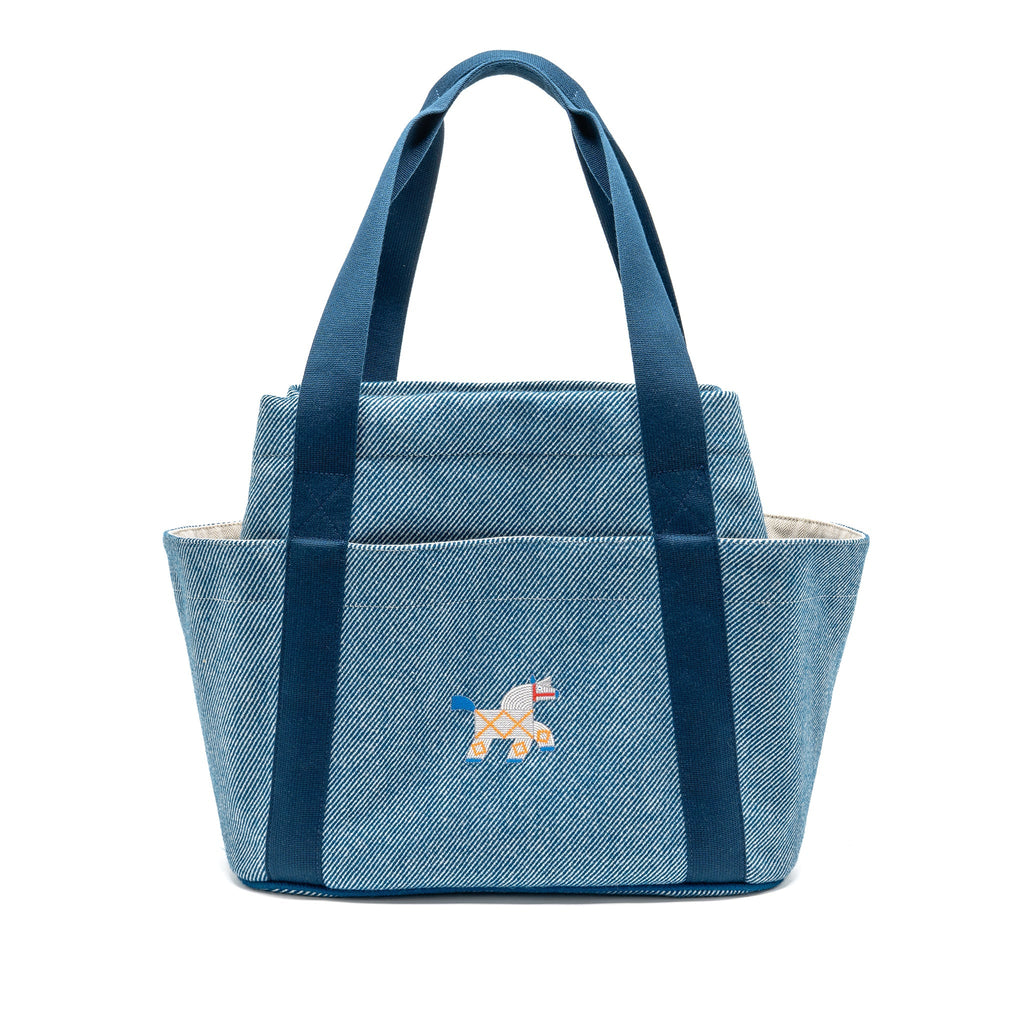 HERMES CABRIOLE NAPPY BAG COTTON CANVAS BLUE/MULTICOLOUR SHW