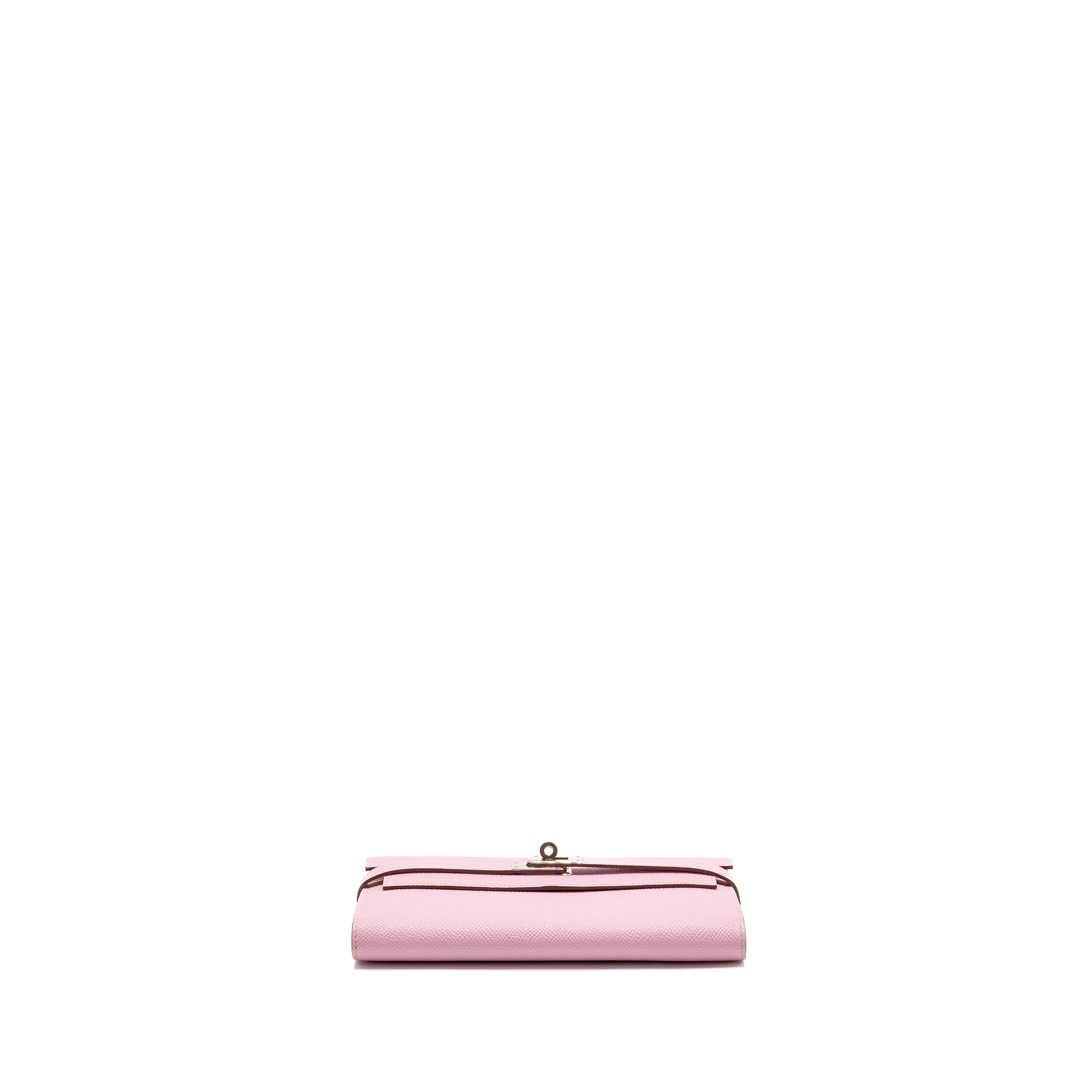 HERMES KELLY LONG WALLET EPSOM MAUVE SYLVESTRE / JAUNE CITRON SHW