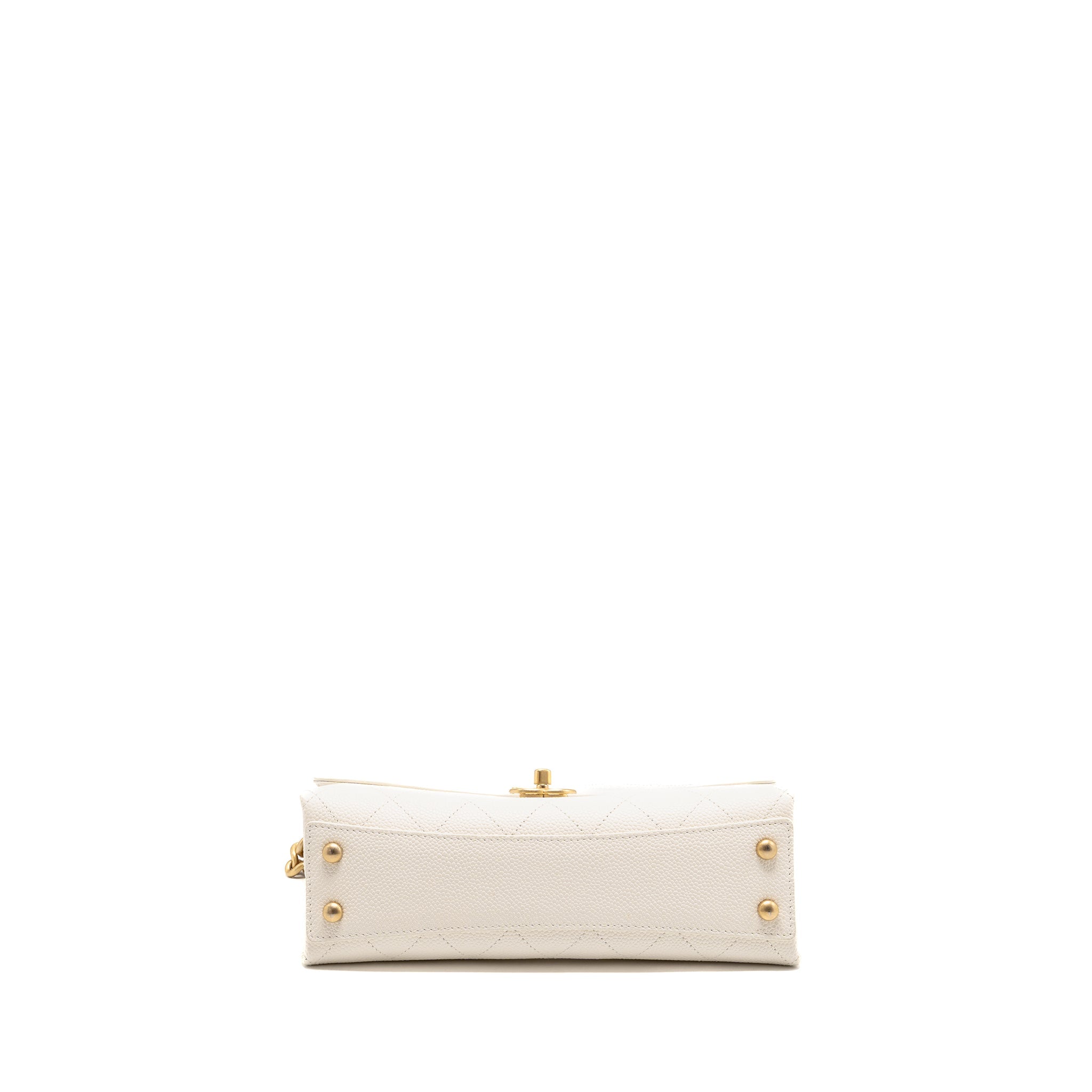 CHANEL CHIC AFFINITY TOP HANDLE FLAP BAG CAVIAR WHITE GHW
