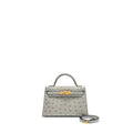 HERMES MINI KELLY II OSTRICH BLUE GLAZIER GHW