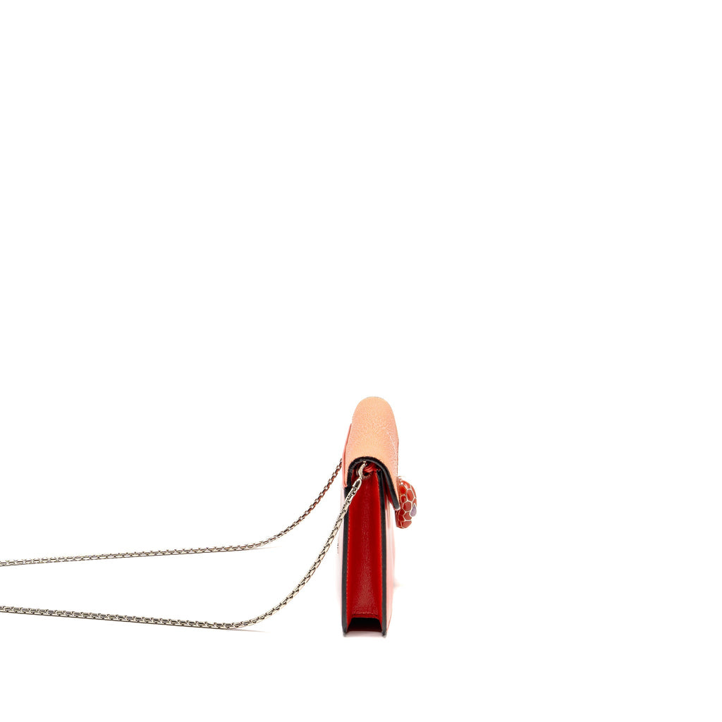 BVLGARI SERPENTI SHOULDER BAG GALUCHAT/CALFSKIN RED SHW