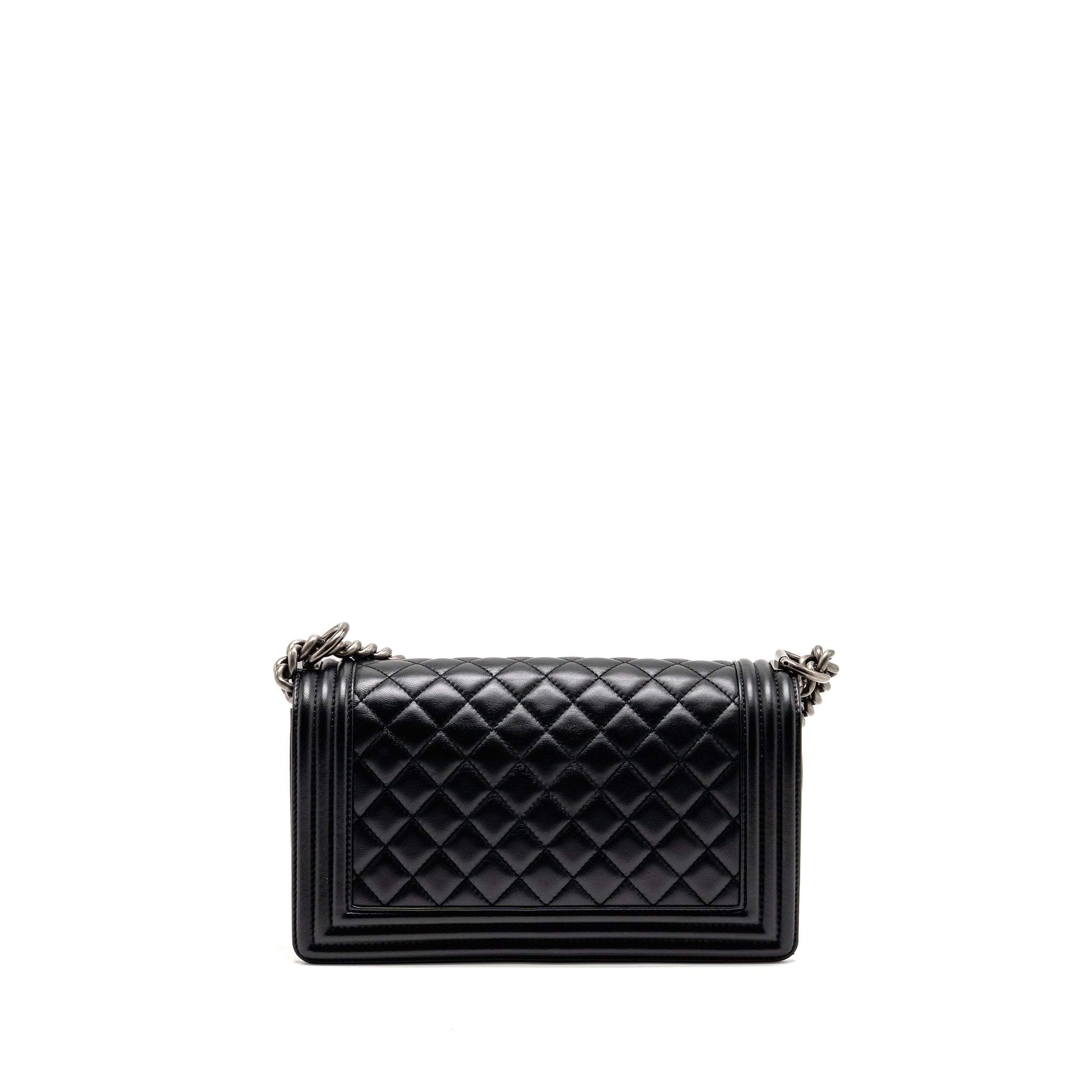 CHANEL MEDIUM BOY BAG LAMBSKIN BLACK RUTHENIUM HARDWARE
