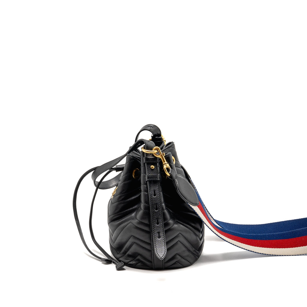 GUCCI GG MARMONT BUCKET BAG CALFSKIN BLACK GHW