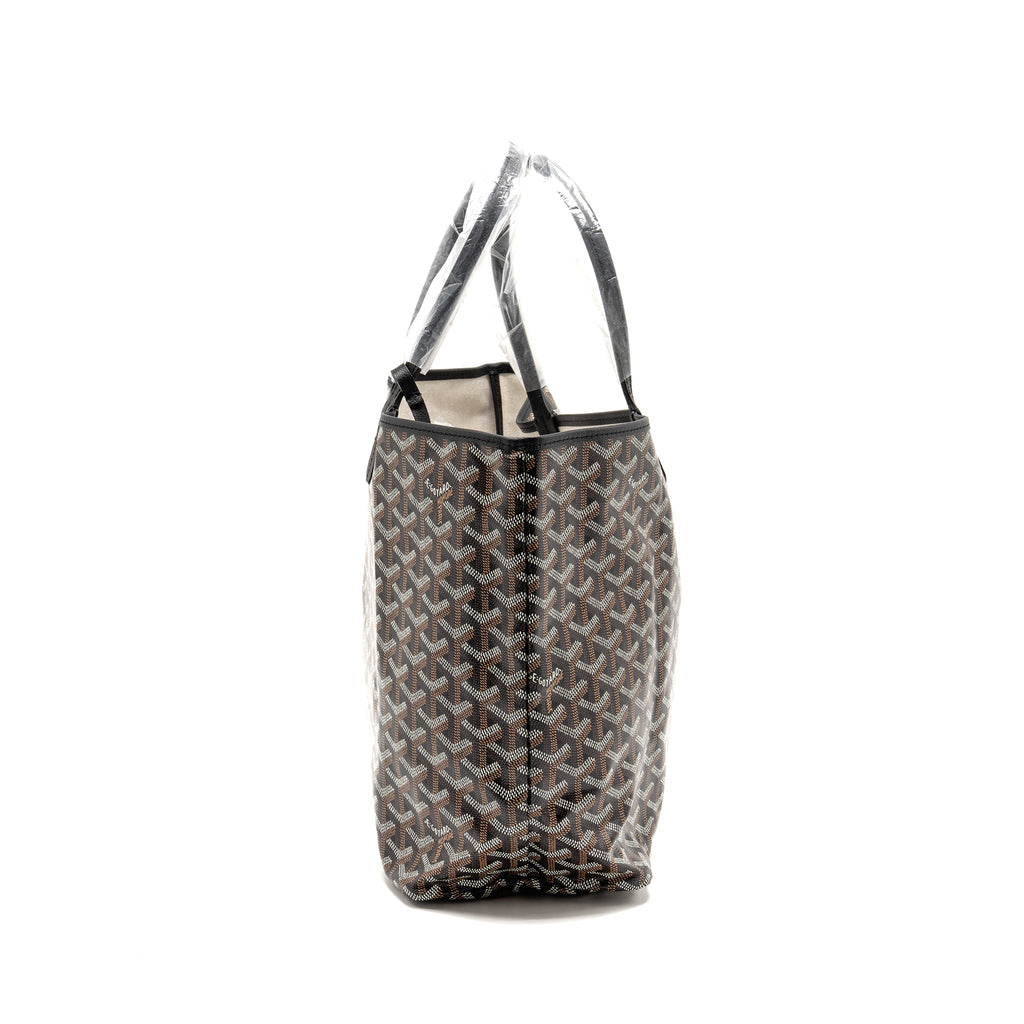 GOYARD SAINT LOUIS PM TOTE GOYARDINE CANVAS/CALFSKIN BLACK SHW