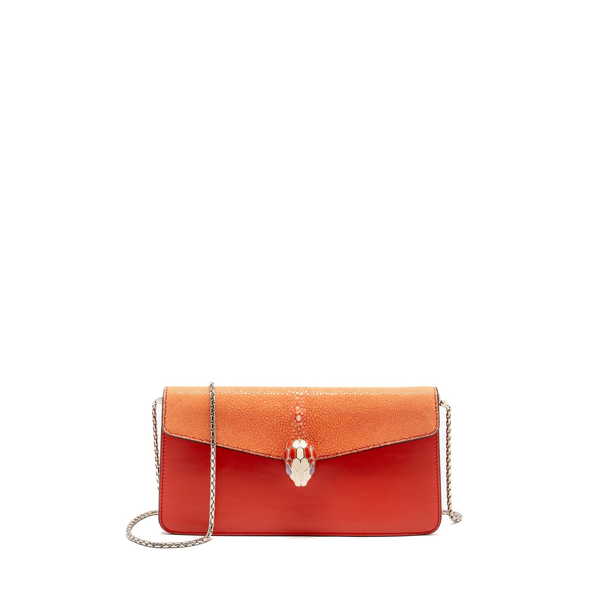 BVLGARI SERPENTI SHOULDER BAG GALUCHAT/CALFSKIN RED SHW