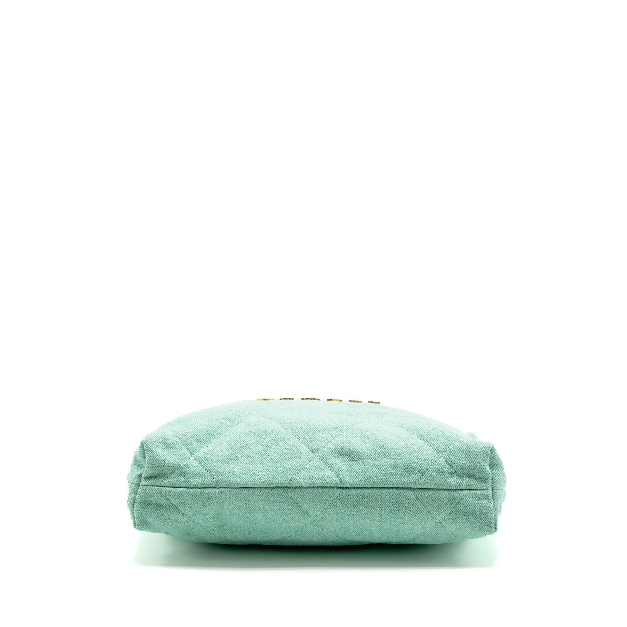 CHANEL SMALL 22 BAG WASHED DENIM AQUA GHW (MICROCHIP)