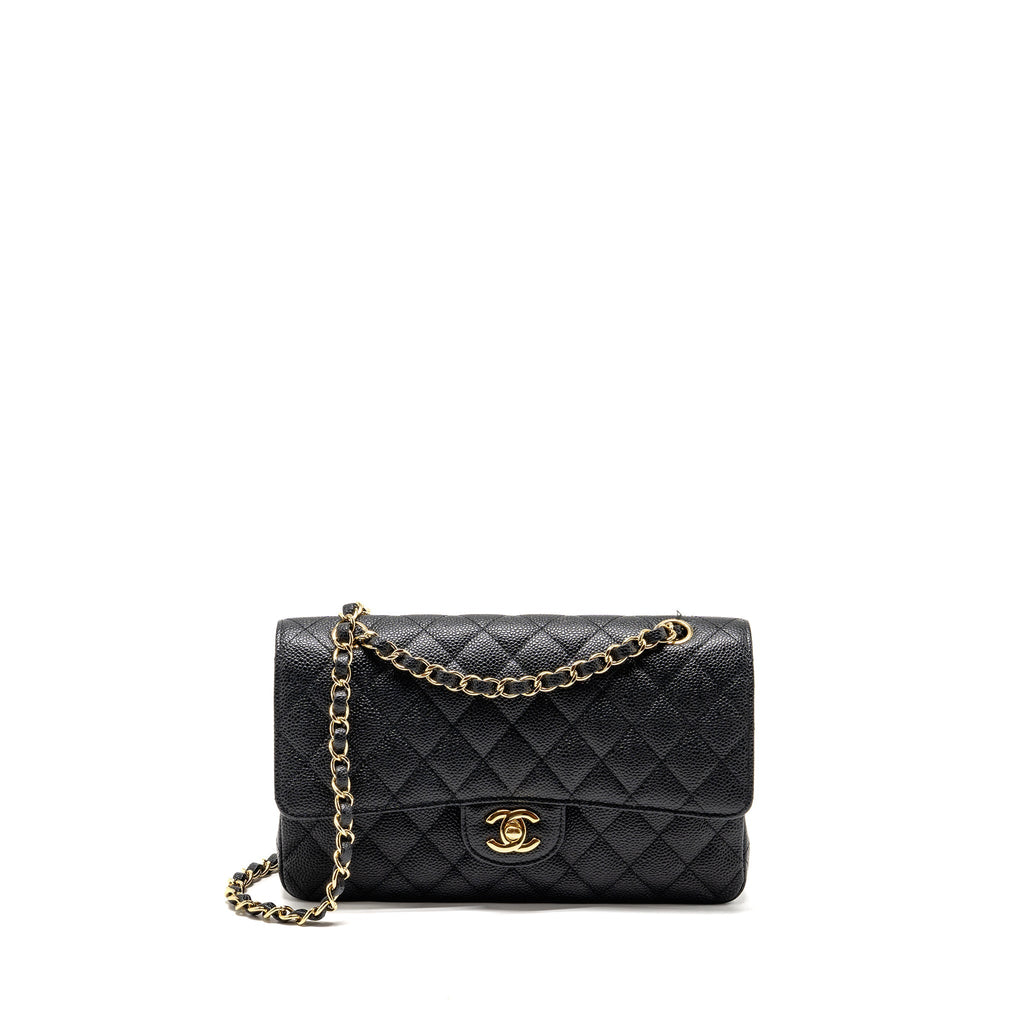 CHANEL MEDIUM CLASSIC DOUBLE FLAP BAG CAVIAR BLACK GHW