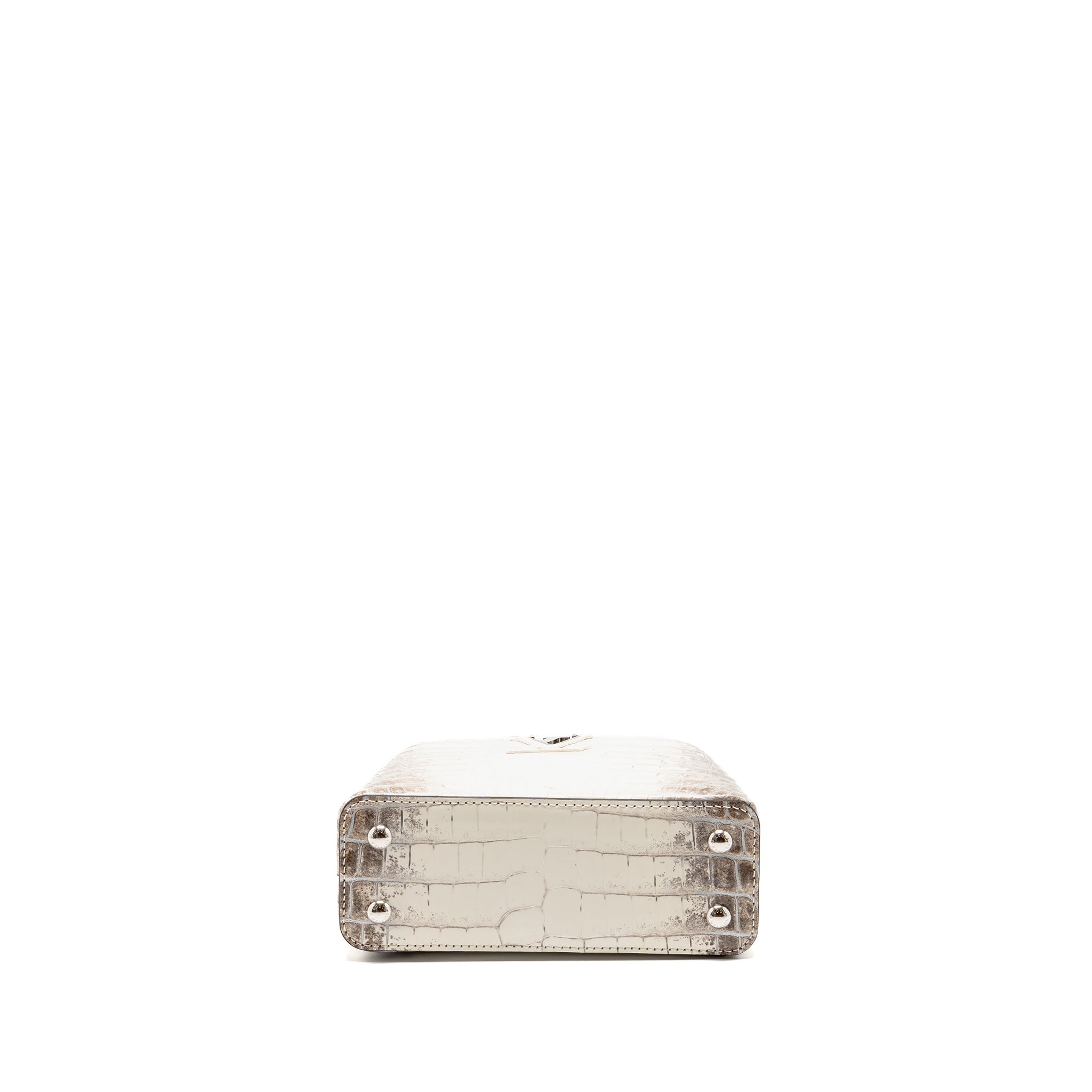 LOUIS VUITTON CAPUCINES MINI HIMALAYAN CROCODILE WHITE SHW