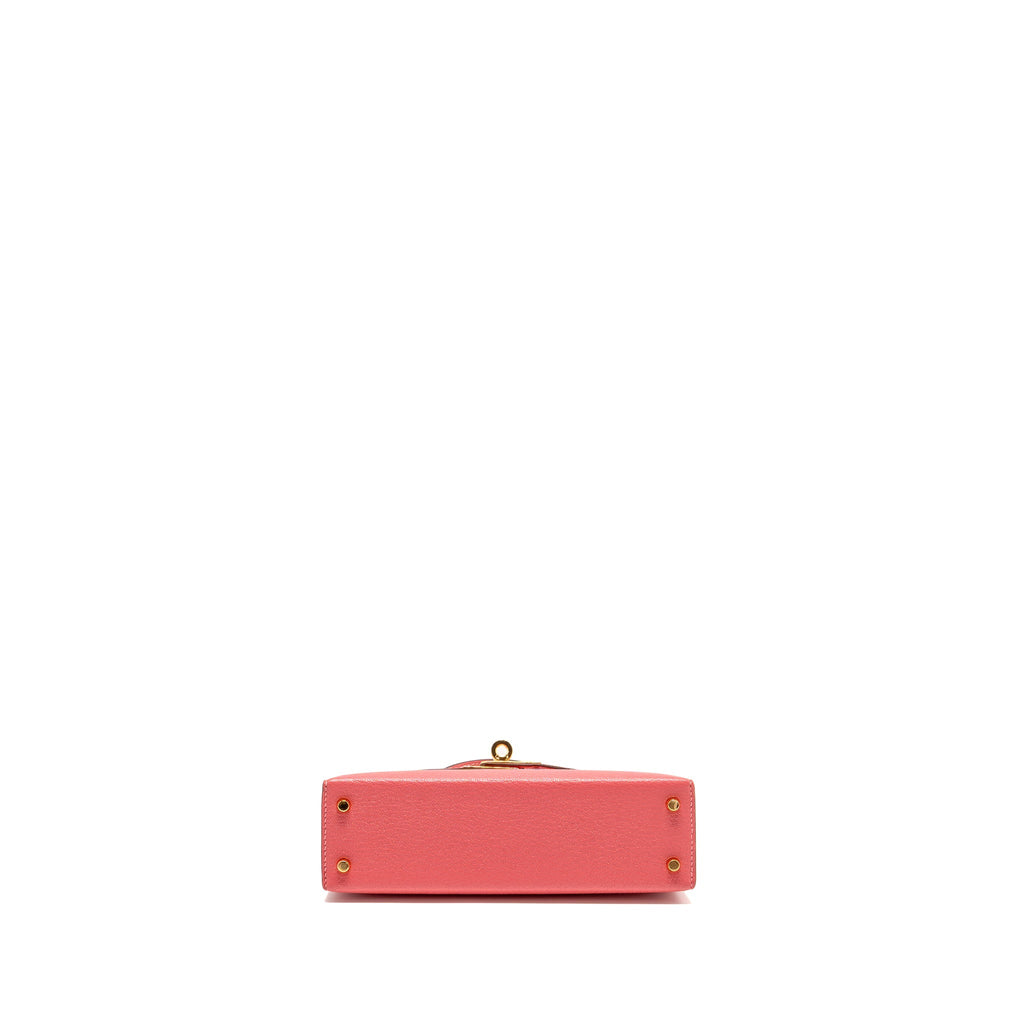 HERMES MINI KELLY II CHÈVRE MYSORE ROSE AZALEE GHW