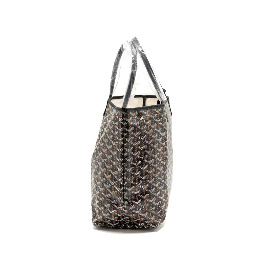 GOYARD SAINT LOUIS PM TOTE GOYARDINE CANVAS/CALFSKIN BLACK SHW