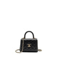 CHANEL COCO HANDLE CLUTCH WITH CHAIN CAVIAR BLACK LGHW (MICROCHIP)