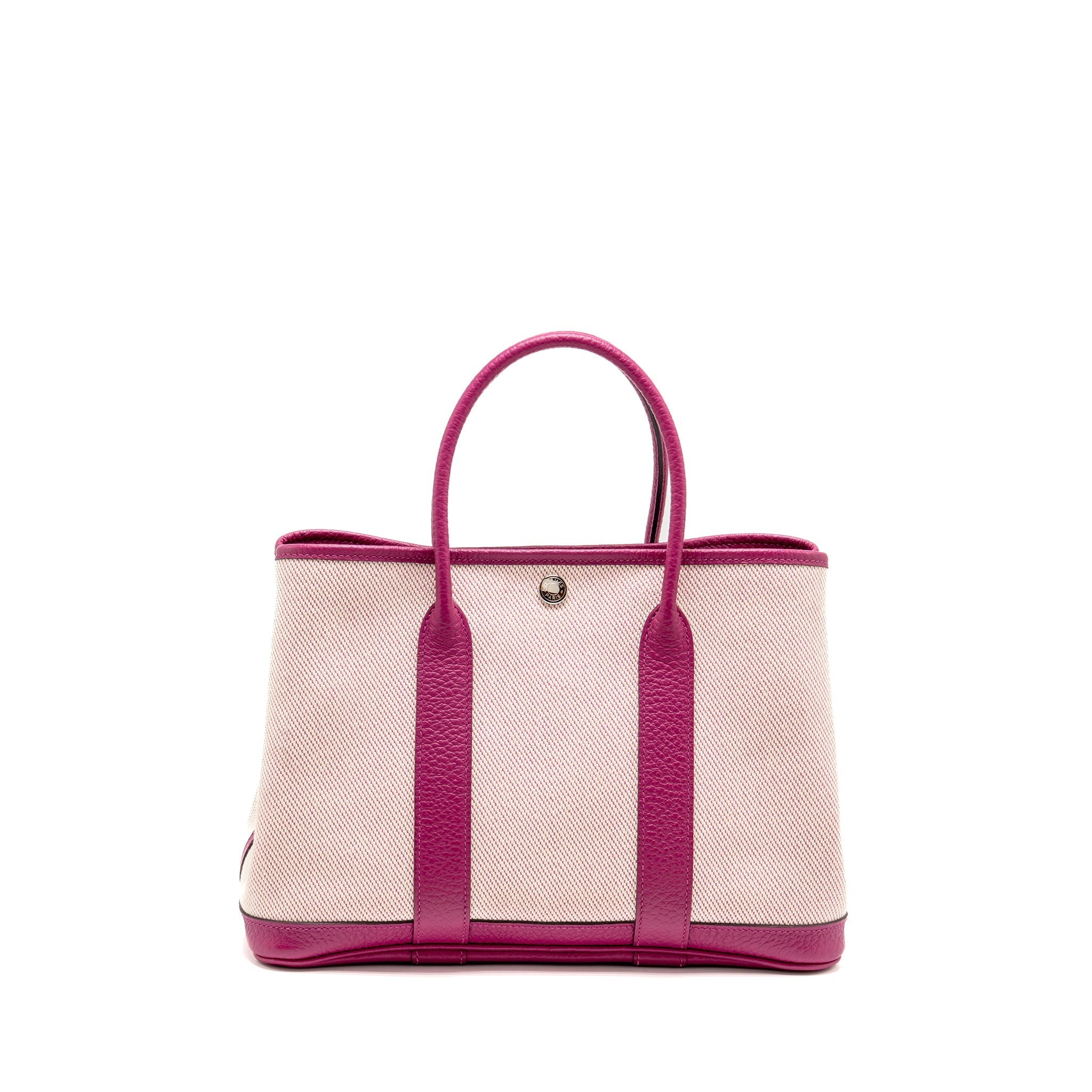 HERMES GARDEN PARTY 30 TOILE MILITARIES CANVAS/NEGONDA ECRU-ROSE POU/ROSE POU SHW