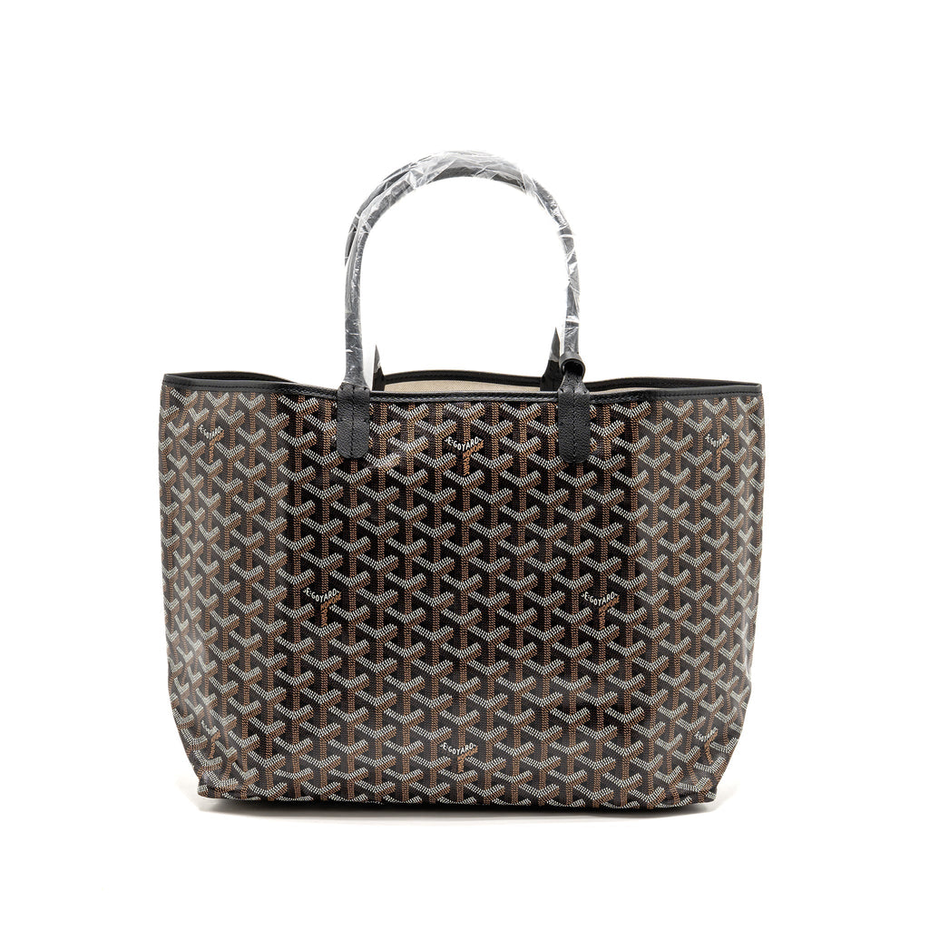 GOYARD SAINT LOUIS PM TOTE GOYARDINE CANVAS/CALFSKIN BLACK SHW