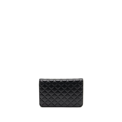 CHANEL QUILTED DIAMOND CC LOGO WALLET ON CHAIN CAVIAR BLACK SHW