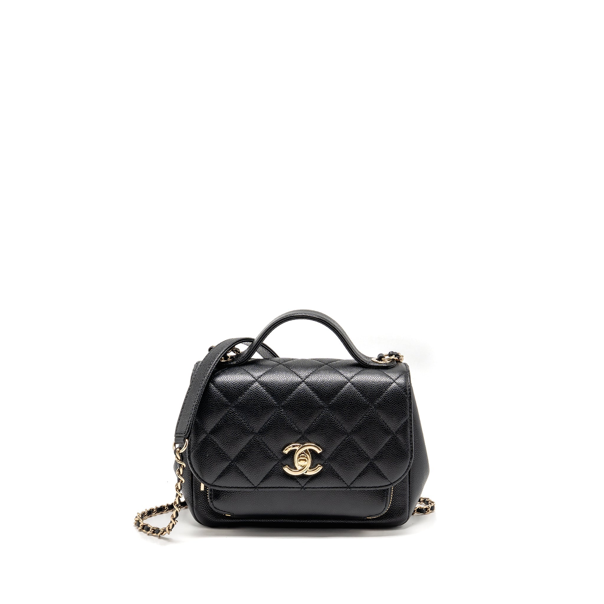 CHANEL SMALL BUSINESS AFFINITY CAVIAR BLACK LGHW