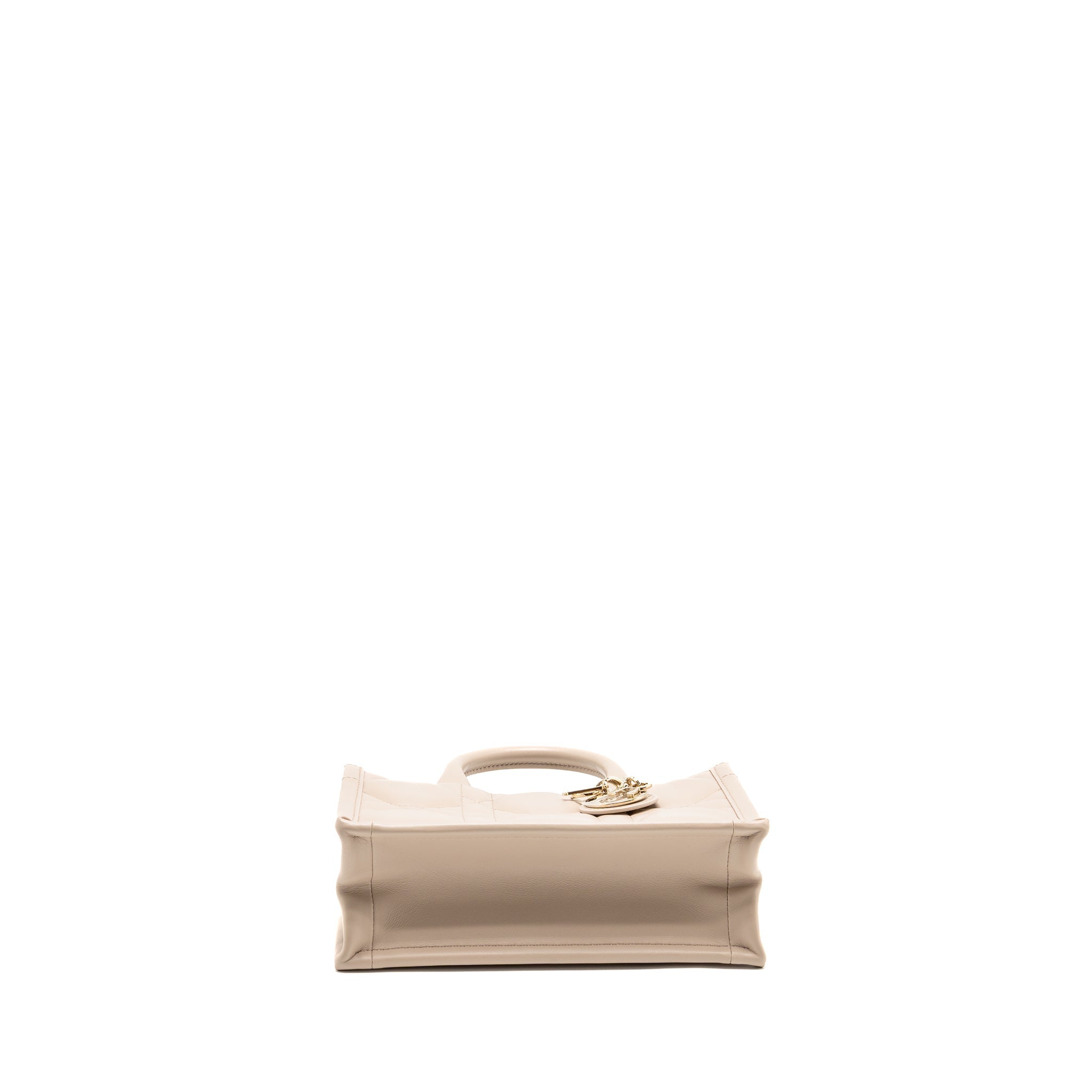 DIOR DIORAMOUR MINI DIOR BOOK TOTE MACROCANNAGE CALFSKIN POWDER BEIGE LGHW