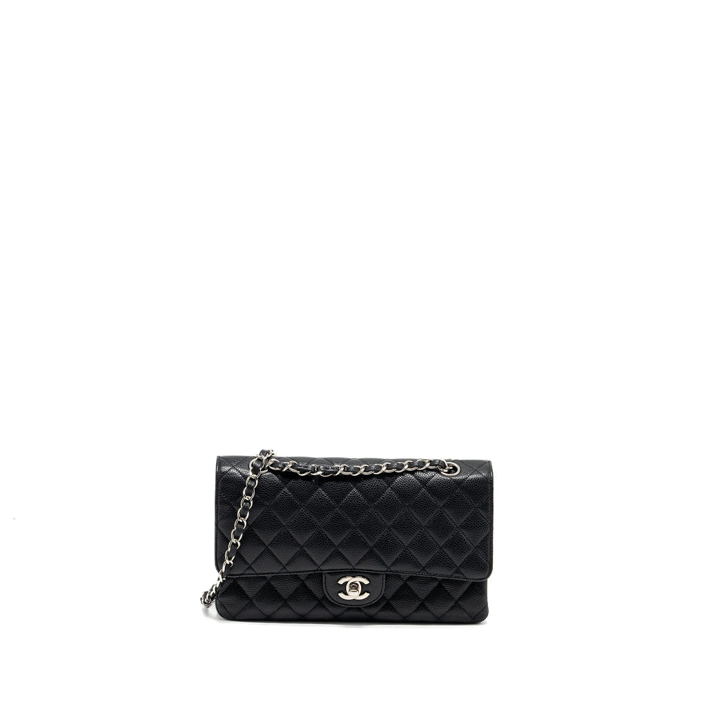 CHANEL MEDIUM CLASSIC DOUBLE FLAP BAG CAVIAR BLACK SHW