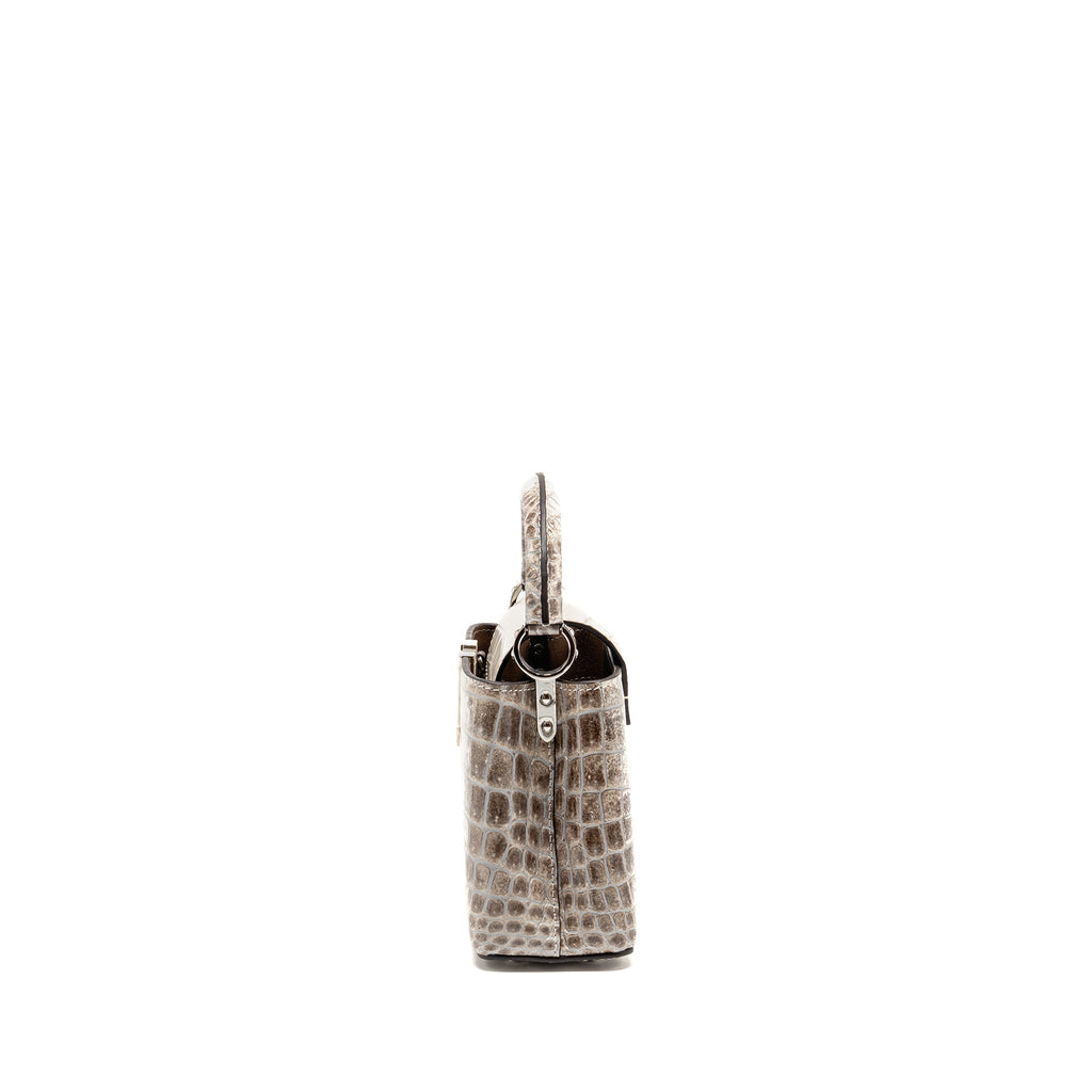 LOUIS VUITTON CAPUCINES MINI HIMALAYAN CROCODILE WHITE SHW