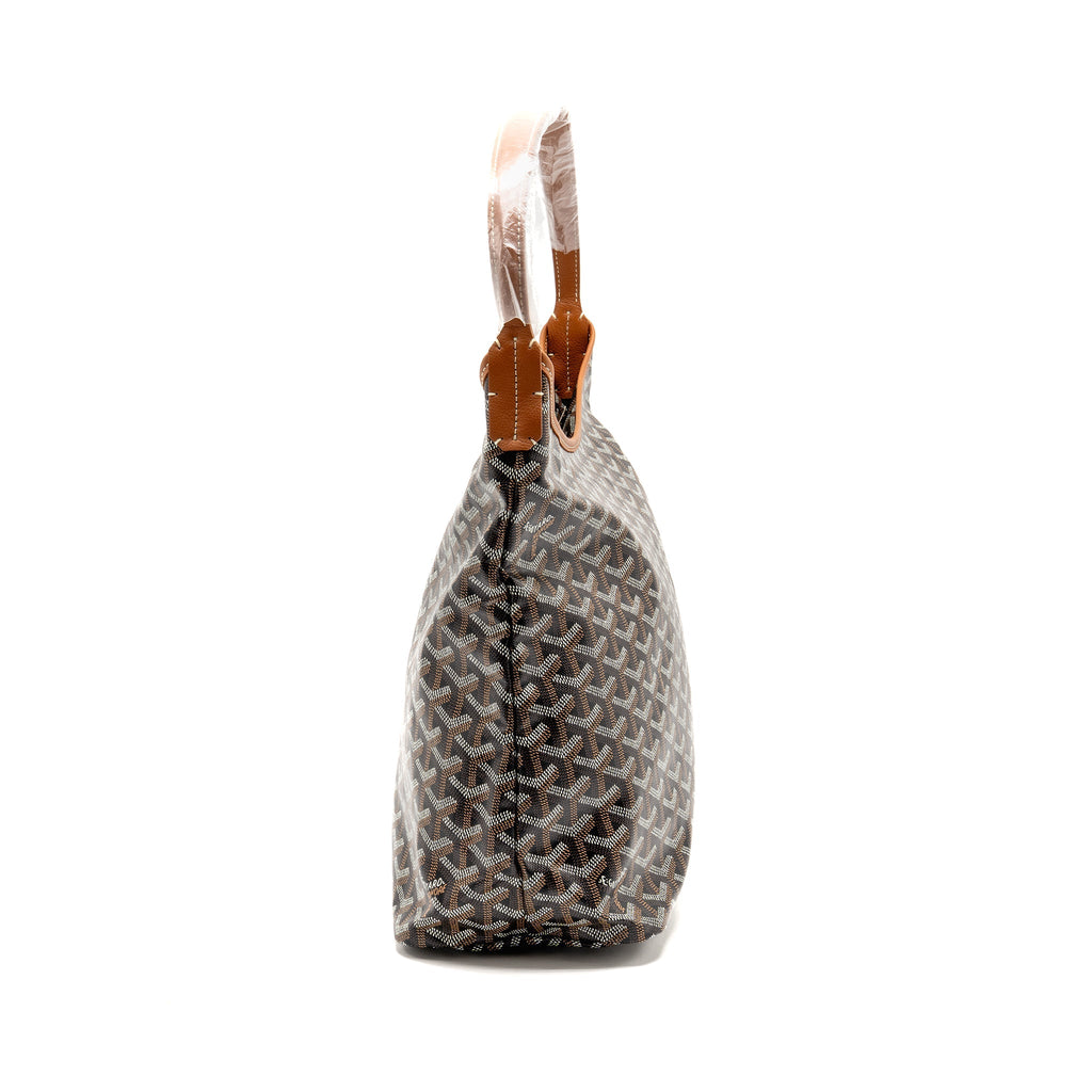 GOYARD BOHEME PM HOBO BAG GOYARDINE CANVAS/CALFSKIN BLACK/NATUREL SHW