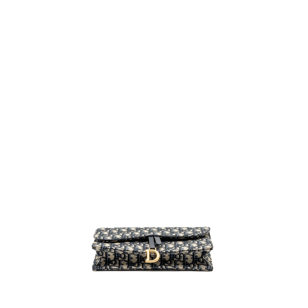 DIOR SADDLE POUCH DIOR OBLIQUE CANVAS BLUE GHW