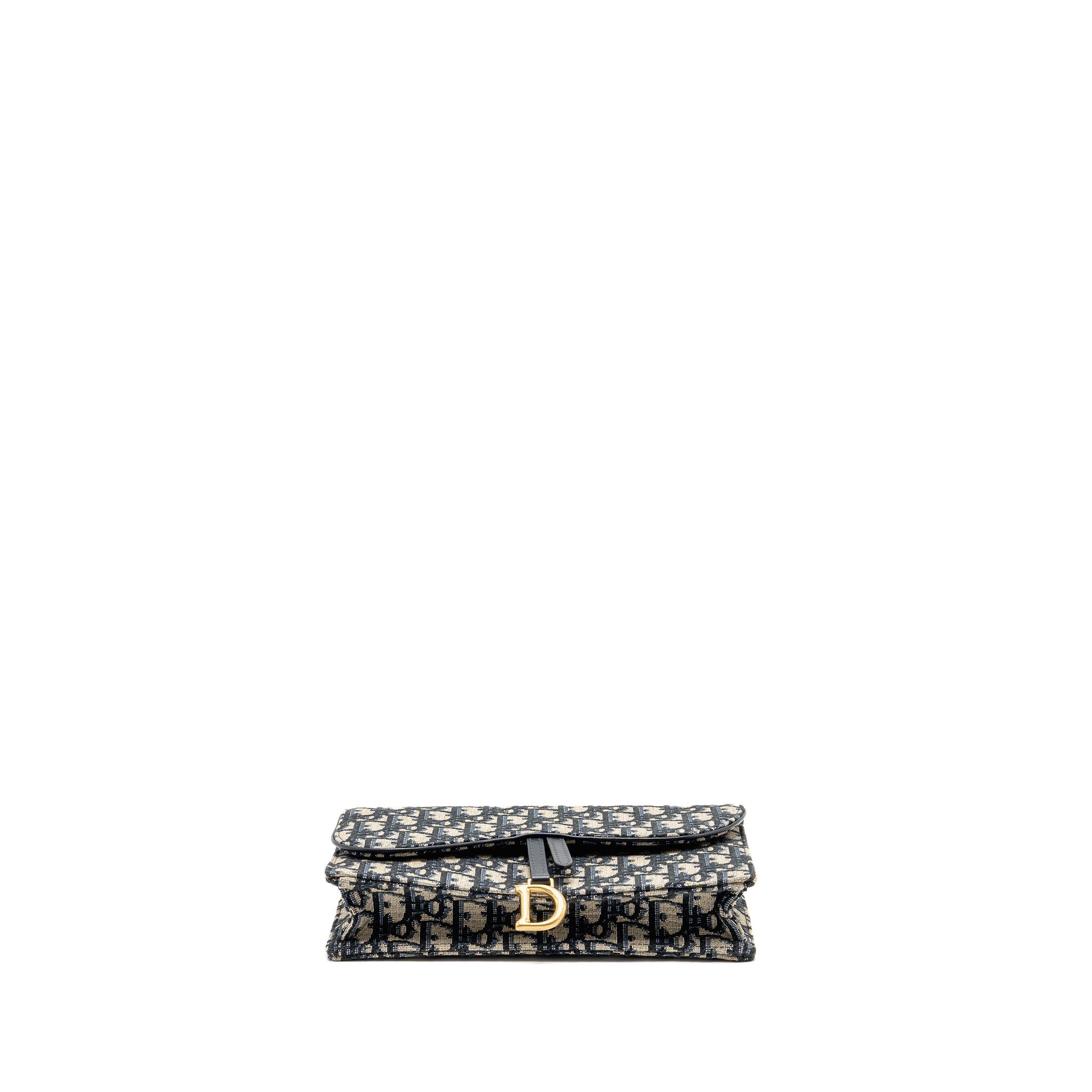 DIOR SADDLE POUCH DIOR OBLIQUE CANVAS BLUE GHW