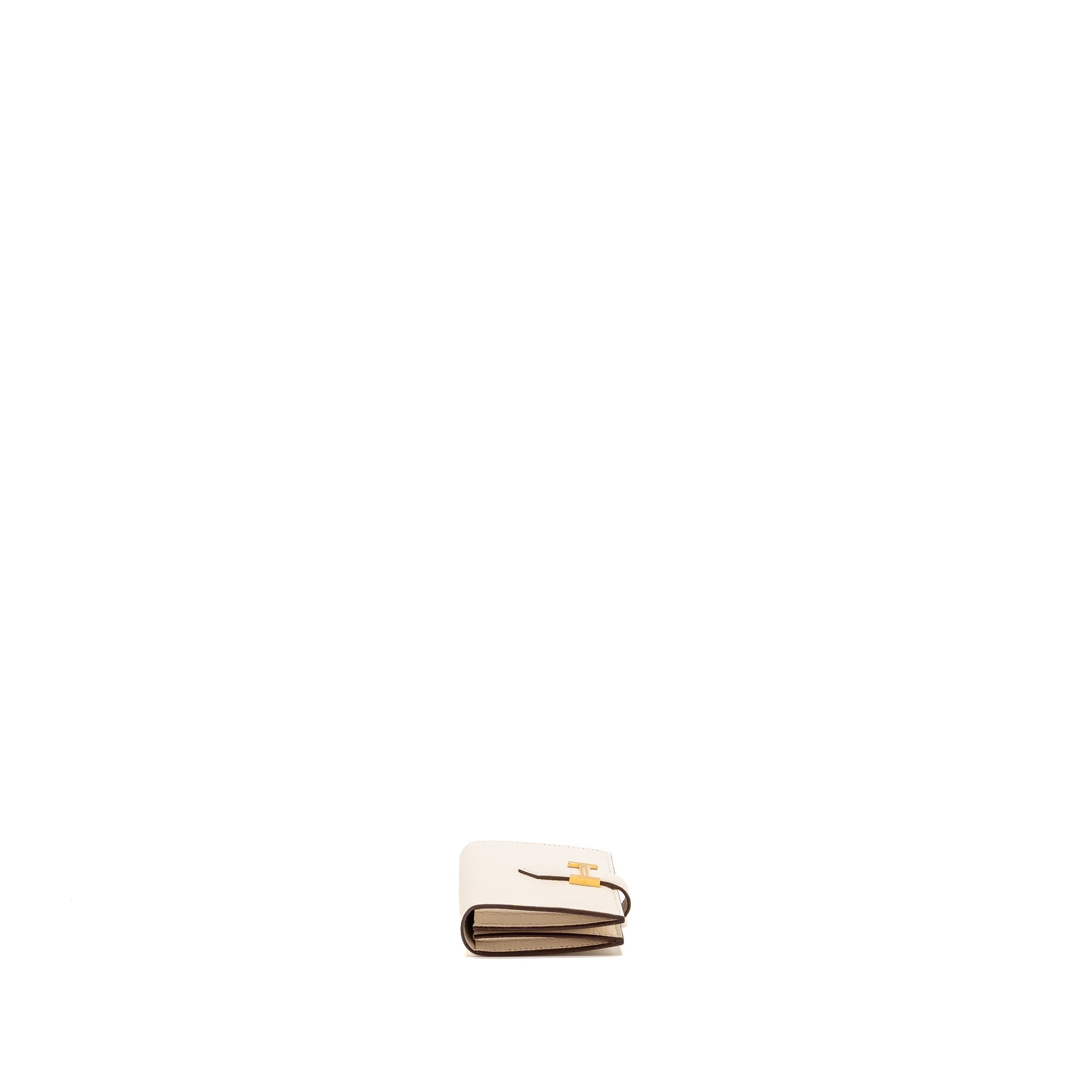 HERMES BEARN CARD HOLDER CHÈVRE MYSORE GOATSKIN NATA GHW
