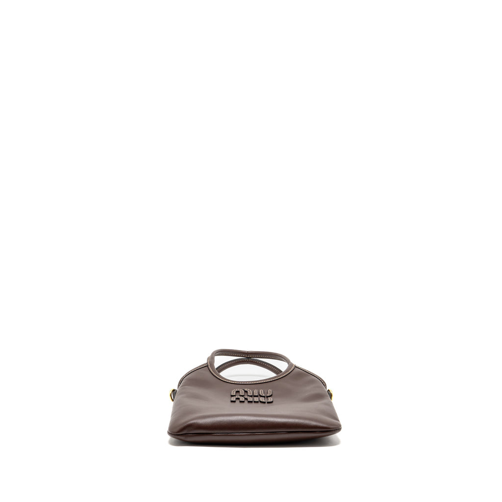 MIU MIU MINI IVY LEATHER BAG DARK BROWN GHW