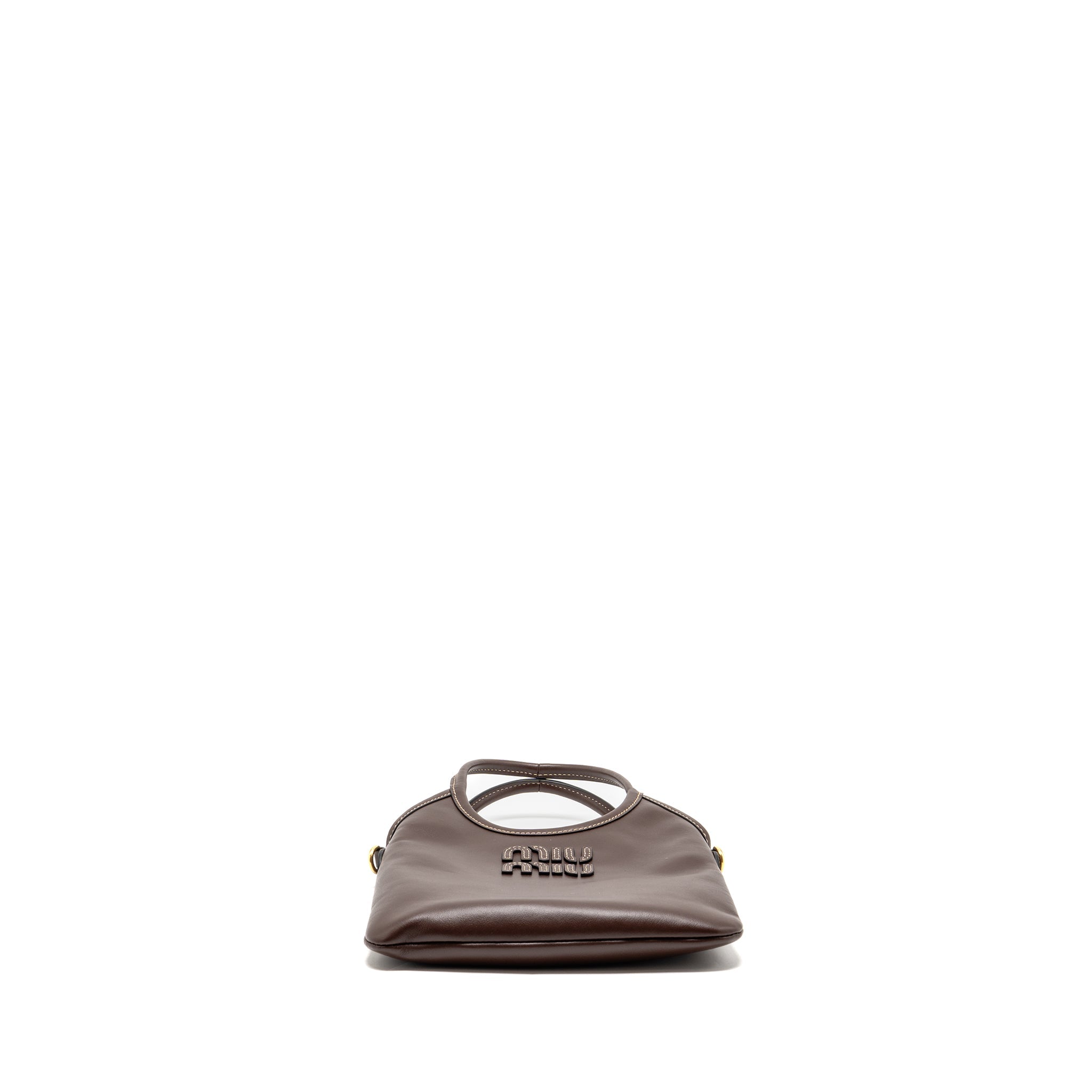 MIU MIU MINI IVY LEATHER BAG DARK BROWN GHW