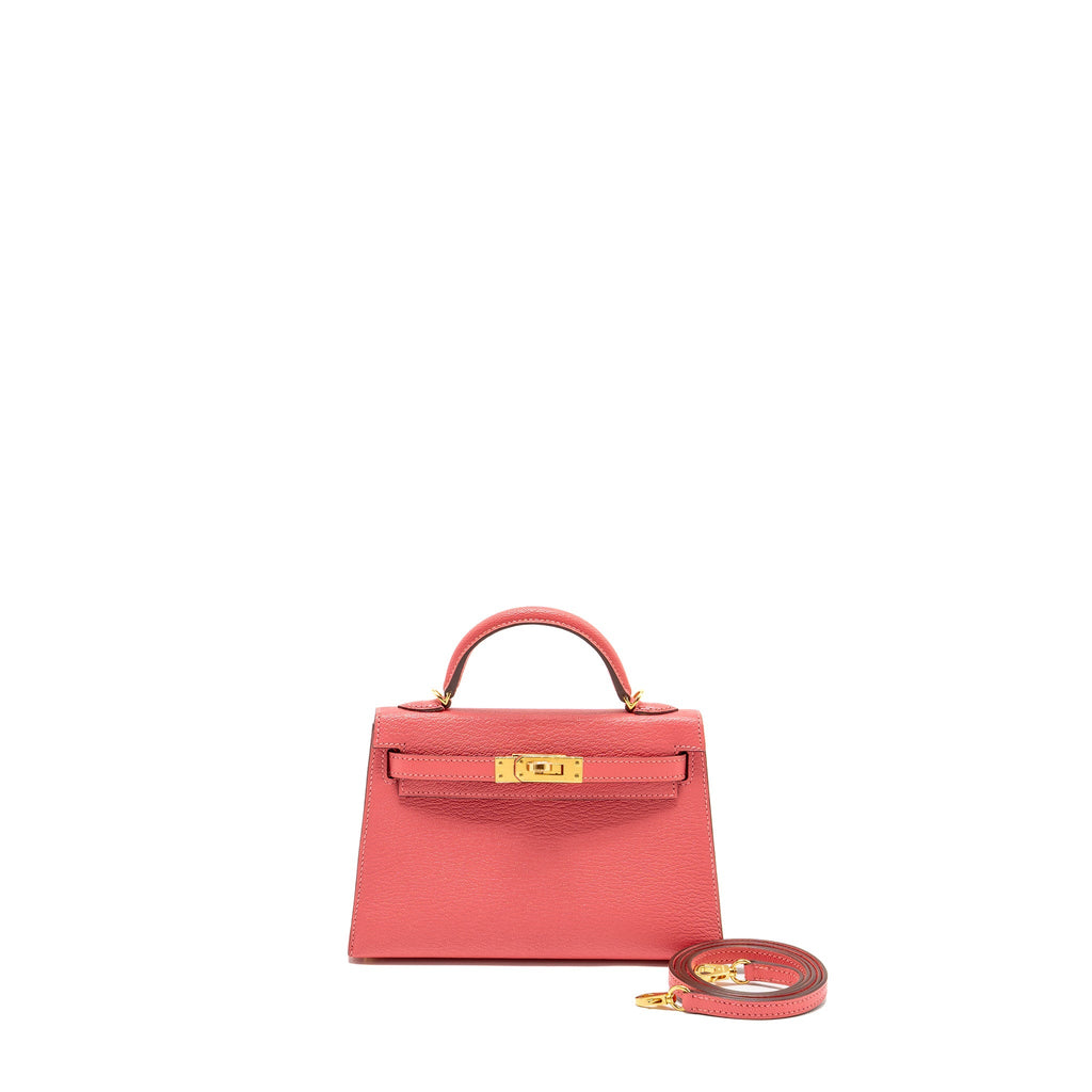 HERMES MINI KELLY II CHÈVRE MYSORE ROSE AZALEE GHW