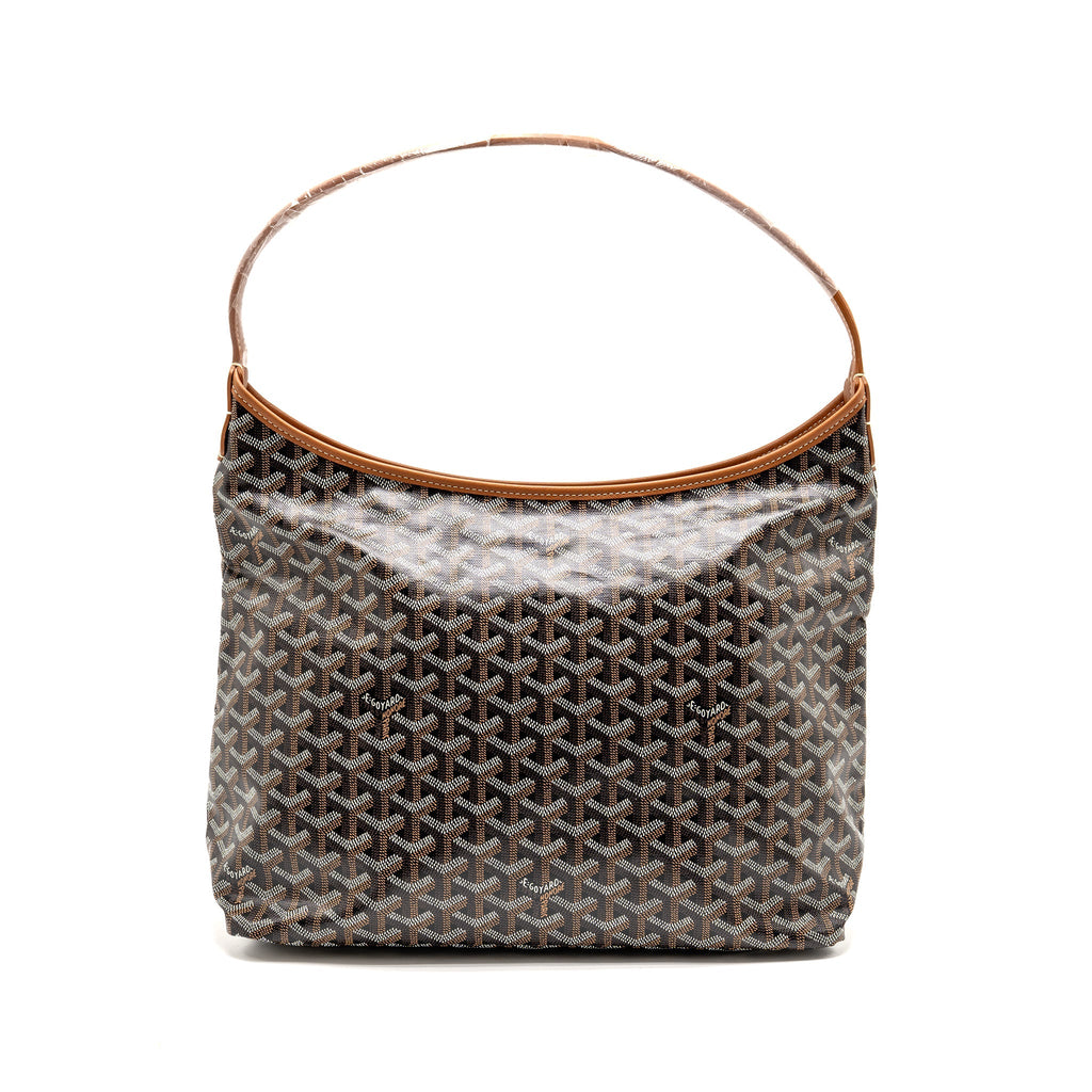 GOYARD BOHEME PM HOBO BAG GOYARDINE CANVAS/CALFSKIN BLACK/NATUREL SHW