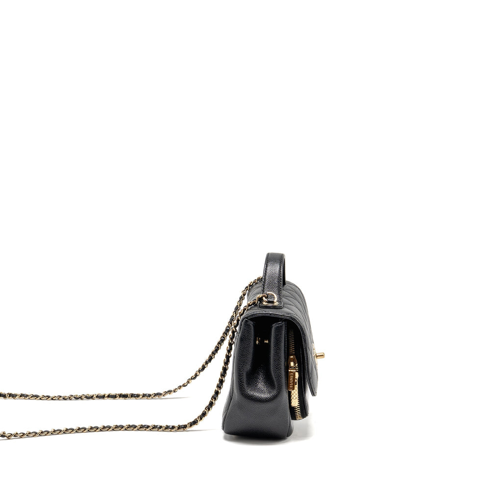 CHANEL SMALL BUSINESS AFFINITY CAVIAR BLACK LGHW