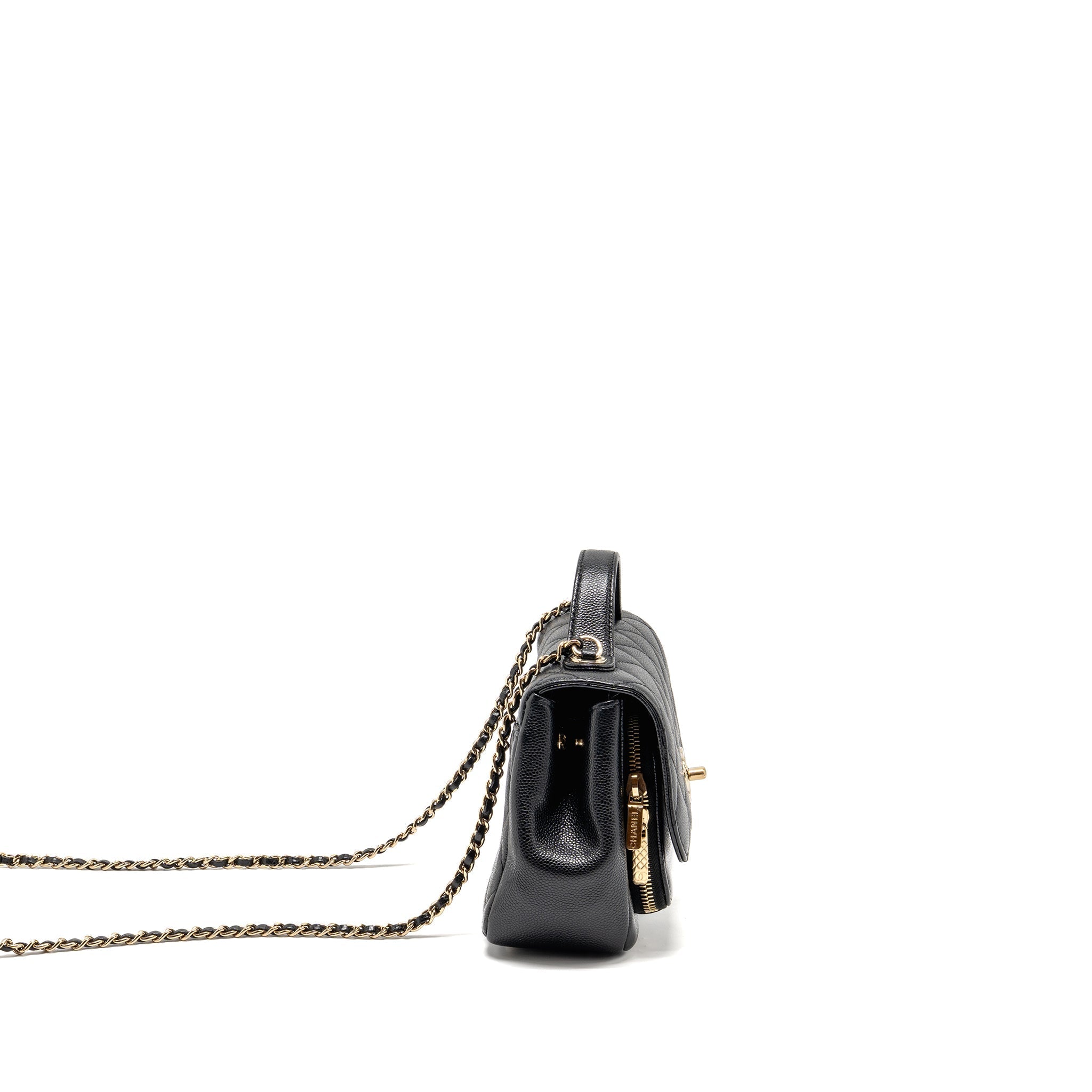 CHANEL SMALL BUSINESS AFFINITY CAVIAR BLACK LGHW