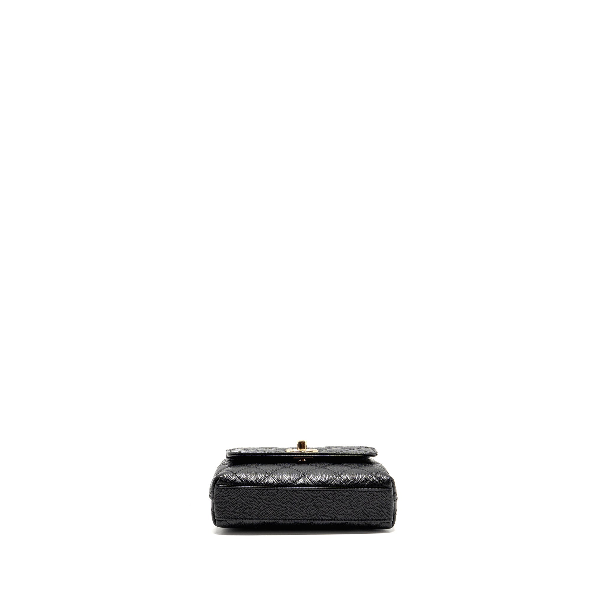 CHANEL COCO HANDLE CLUTCH WITH CHAIN CAVIAR BLACK LGHW (MICROCHIP)