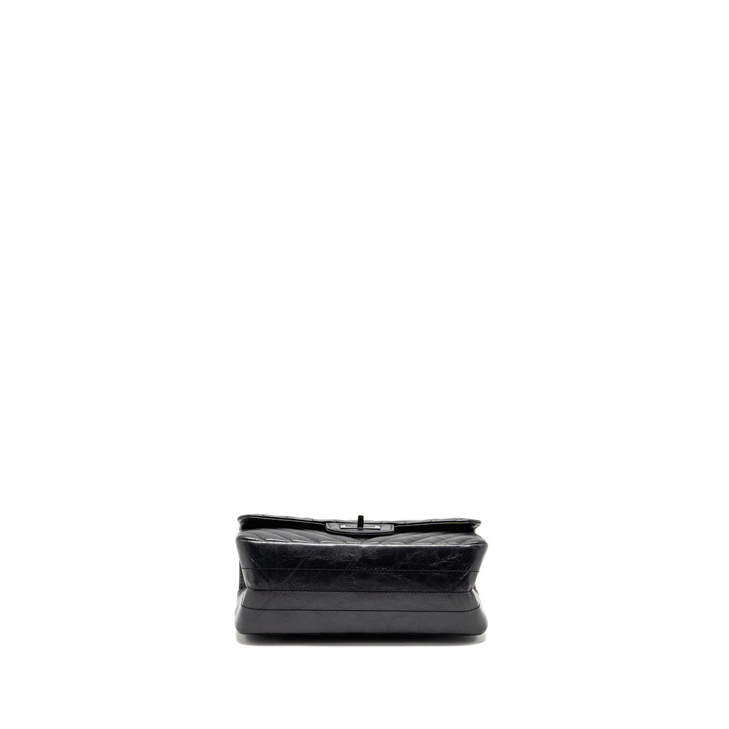 CHANEL MINI 2.55 REISSUE FLAP BAG CHEVRON AGED CALFSKIN SO BLACK