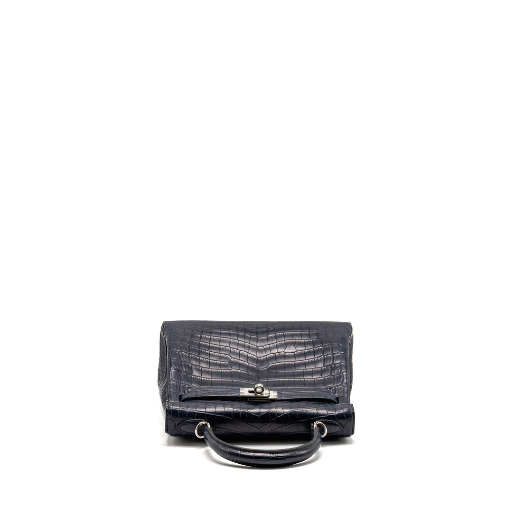 HERMES KELLY 25 CROCODILE NILOTICUS MATT BLUE MARINE SHW