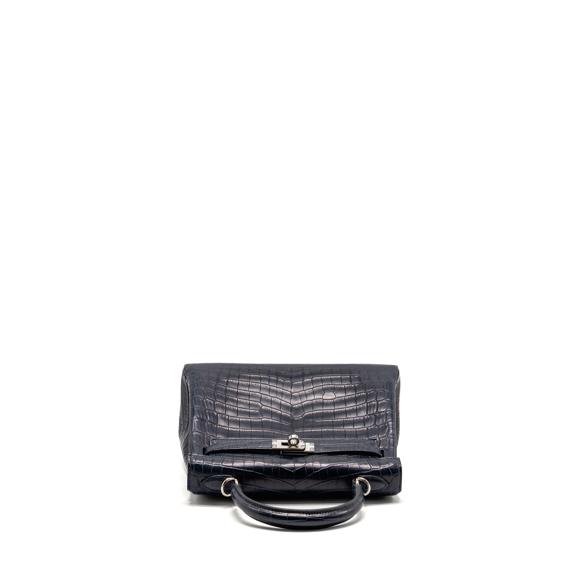 HERMES KELLY 25 CROCODILE NILOTICUS MATT BLUE MARINE SHW